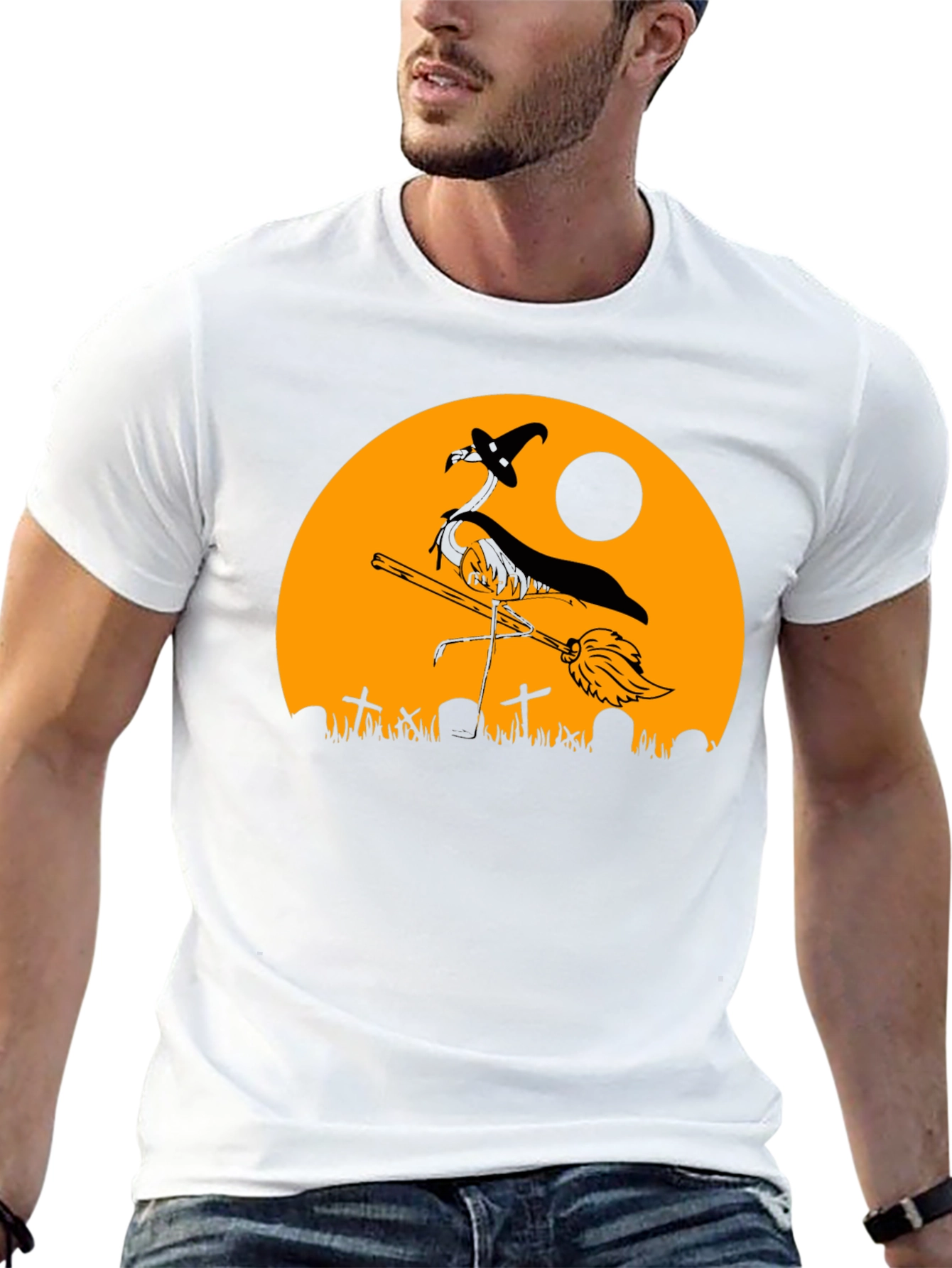 Halloween Witch Flamingo T-Shirt