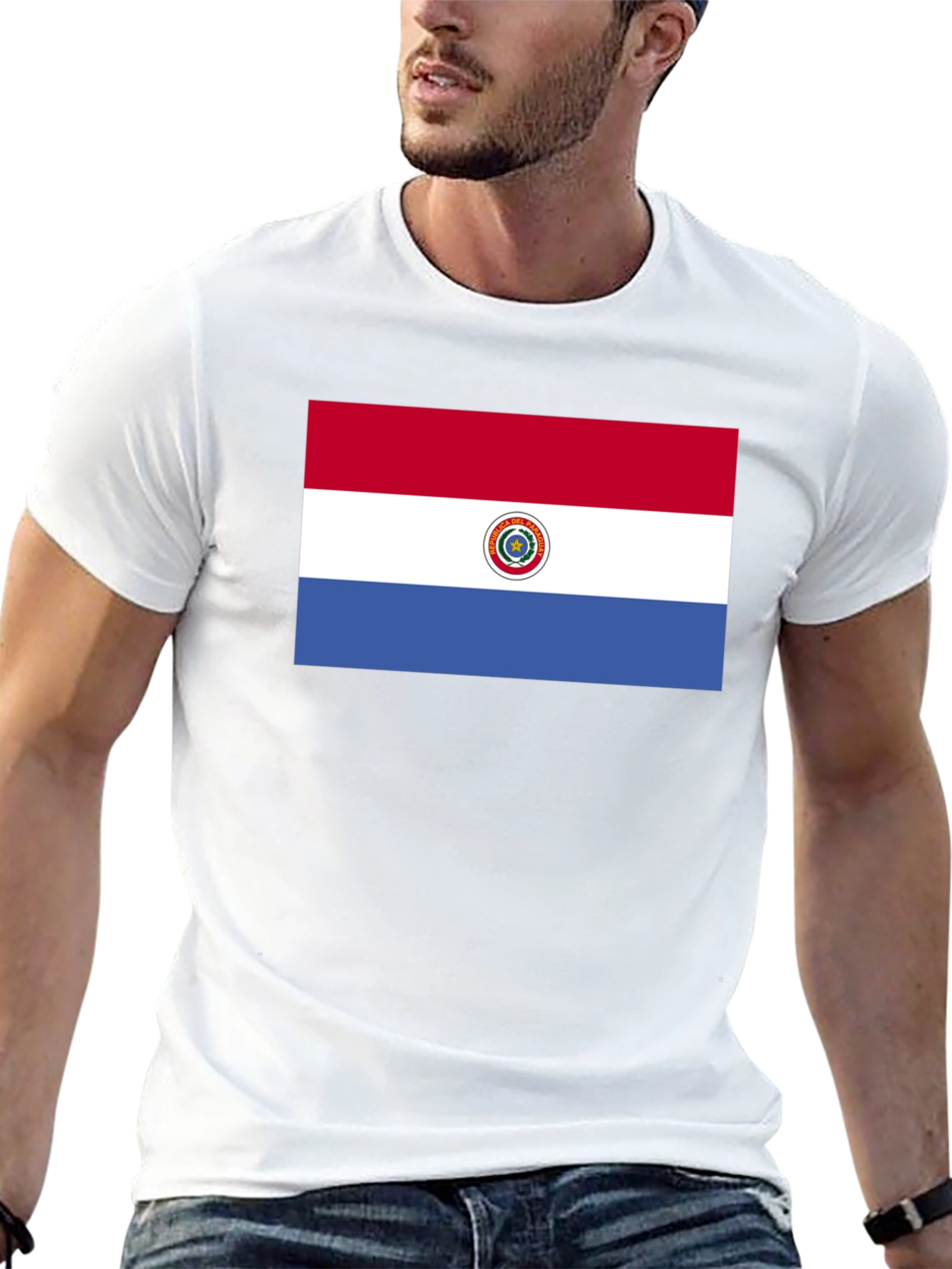 Paraguay Flag Graphic Tee - Black Cotton T-Shirt