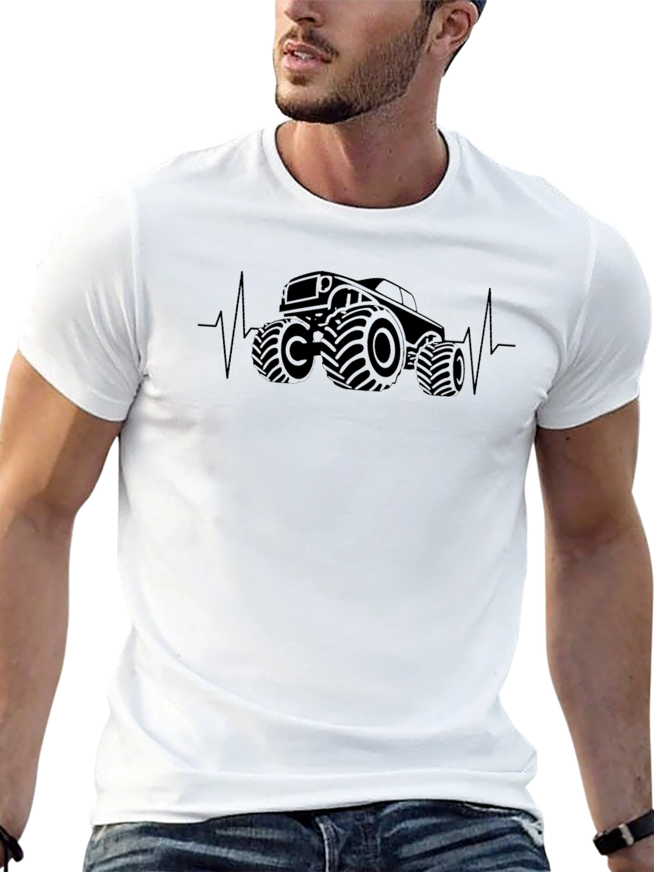Monster Truck Heartbeat T-Shirt - Black