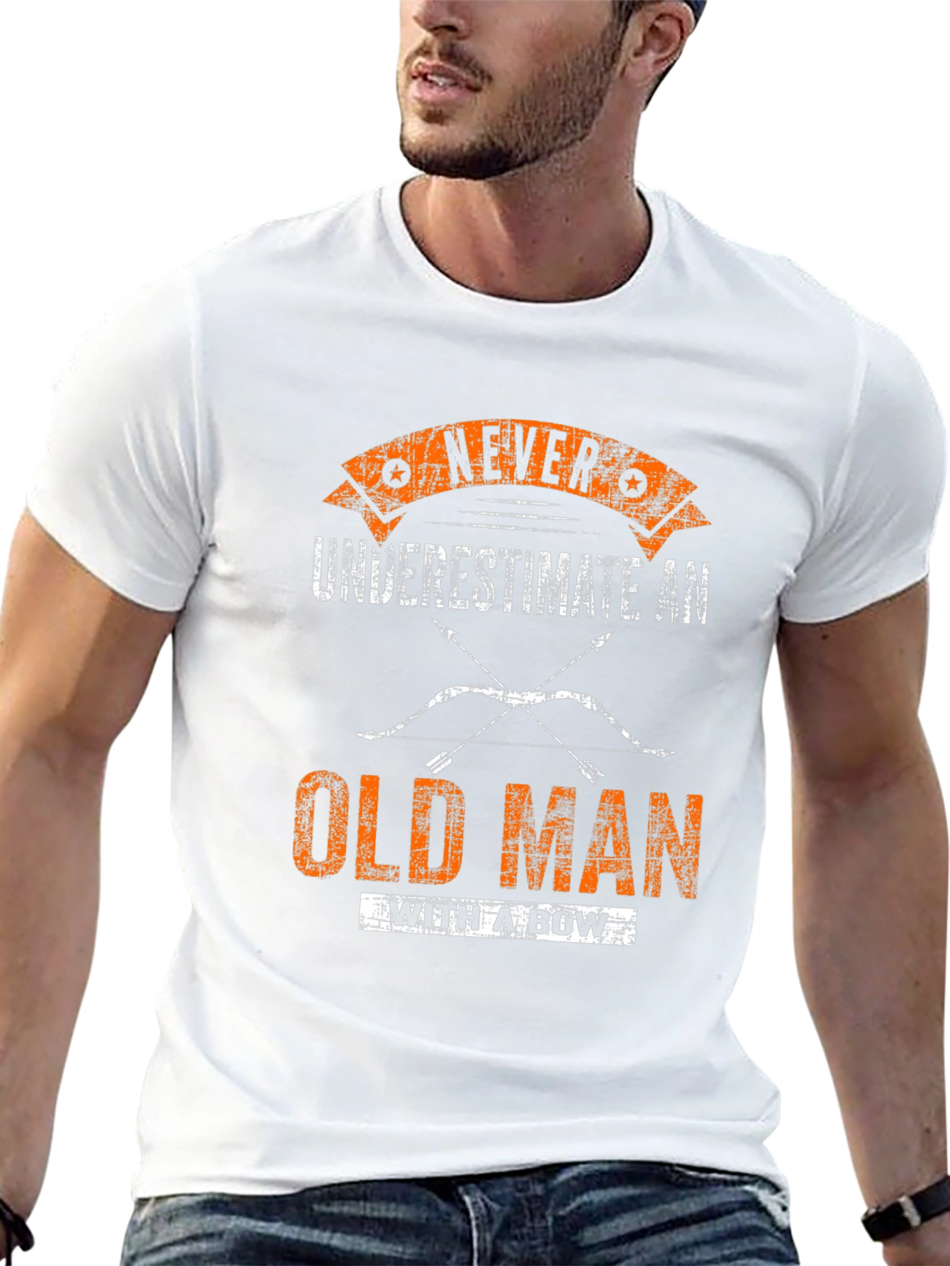 Never Underestimate Old Man With A Bow T-Shirt