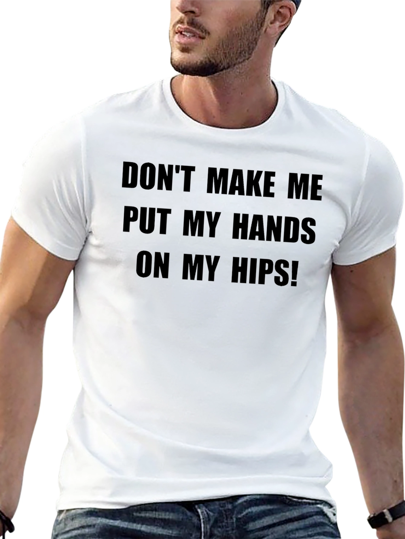Funny Hands on Hips Black Graphic T-Shirt