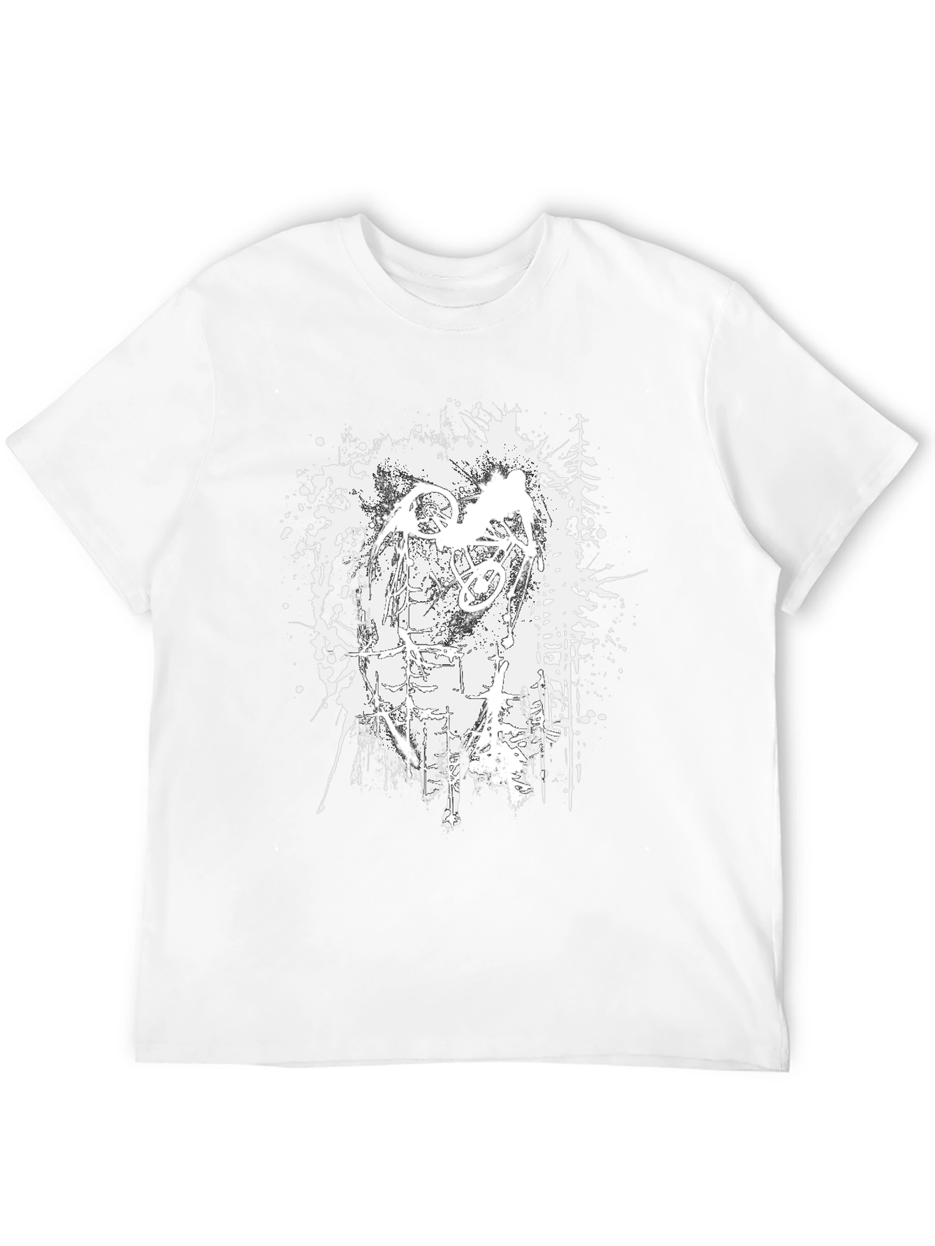 Mens Black Graphic Tee - Abstract Ink Design
