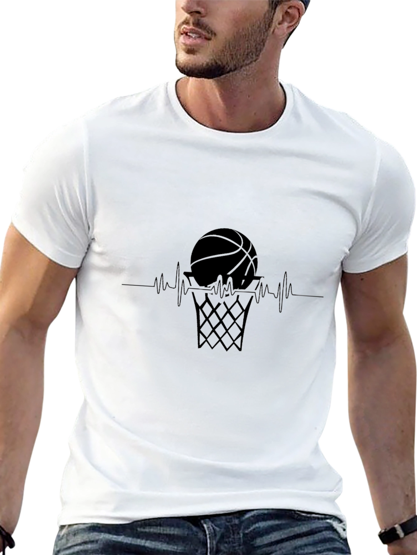Basketball Heartbeat Tee - Stylish Graphic T-Shirt