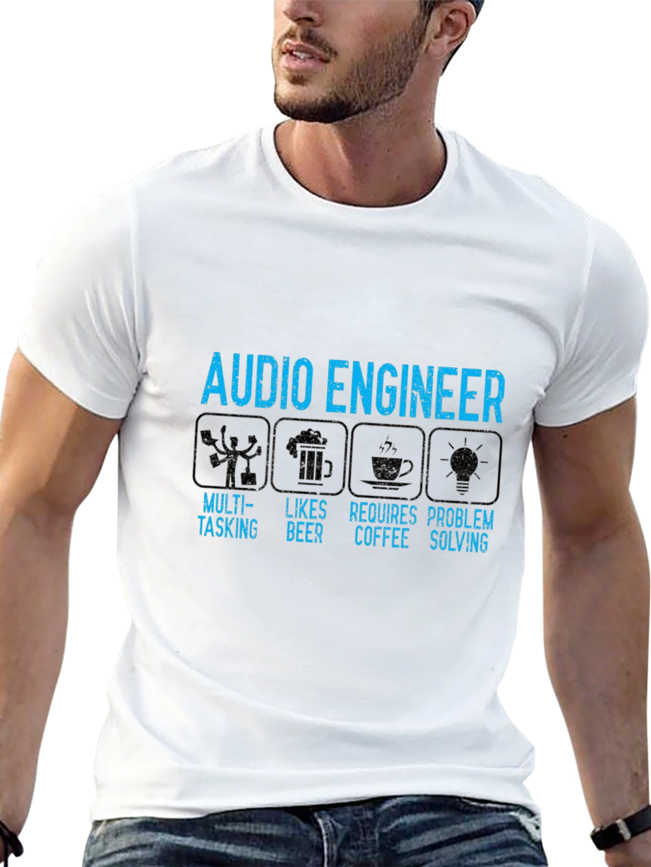 Audio Engineer T-Shirt: Multi-Tasking Beer Coffee Problem Solving