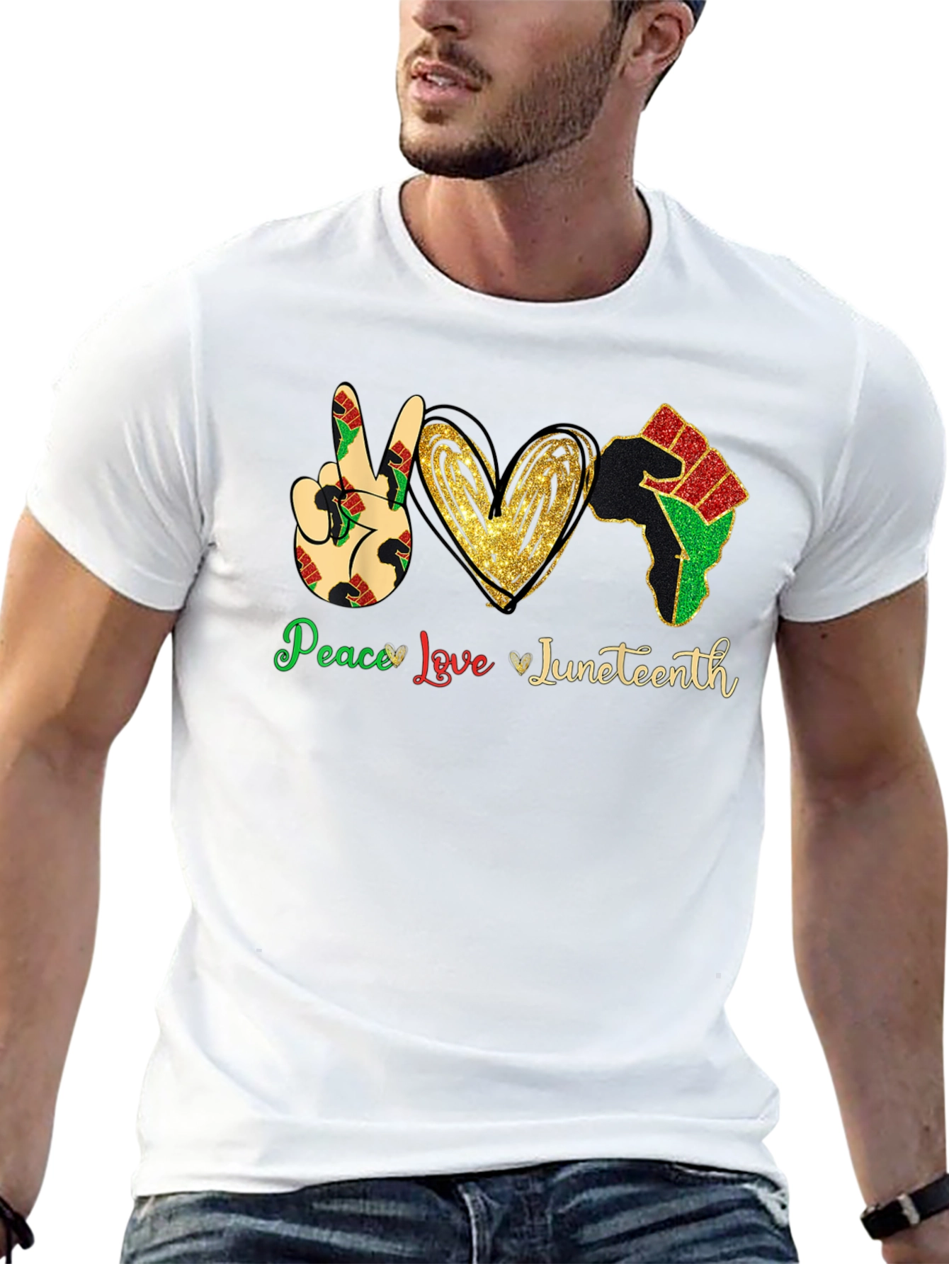 Juneteenth Peace Love Fist T-Shirt