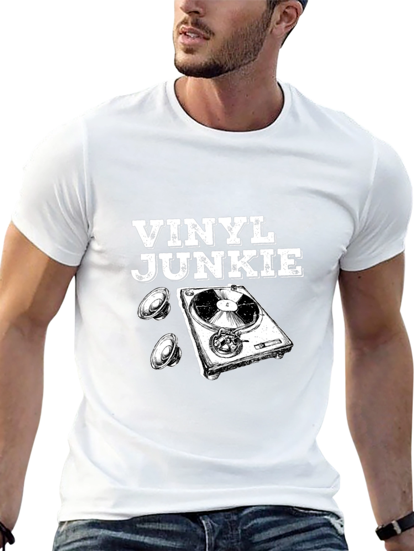 Vinyl Junkie Graphic T-Shirt - Music Lover Tee