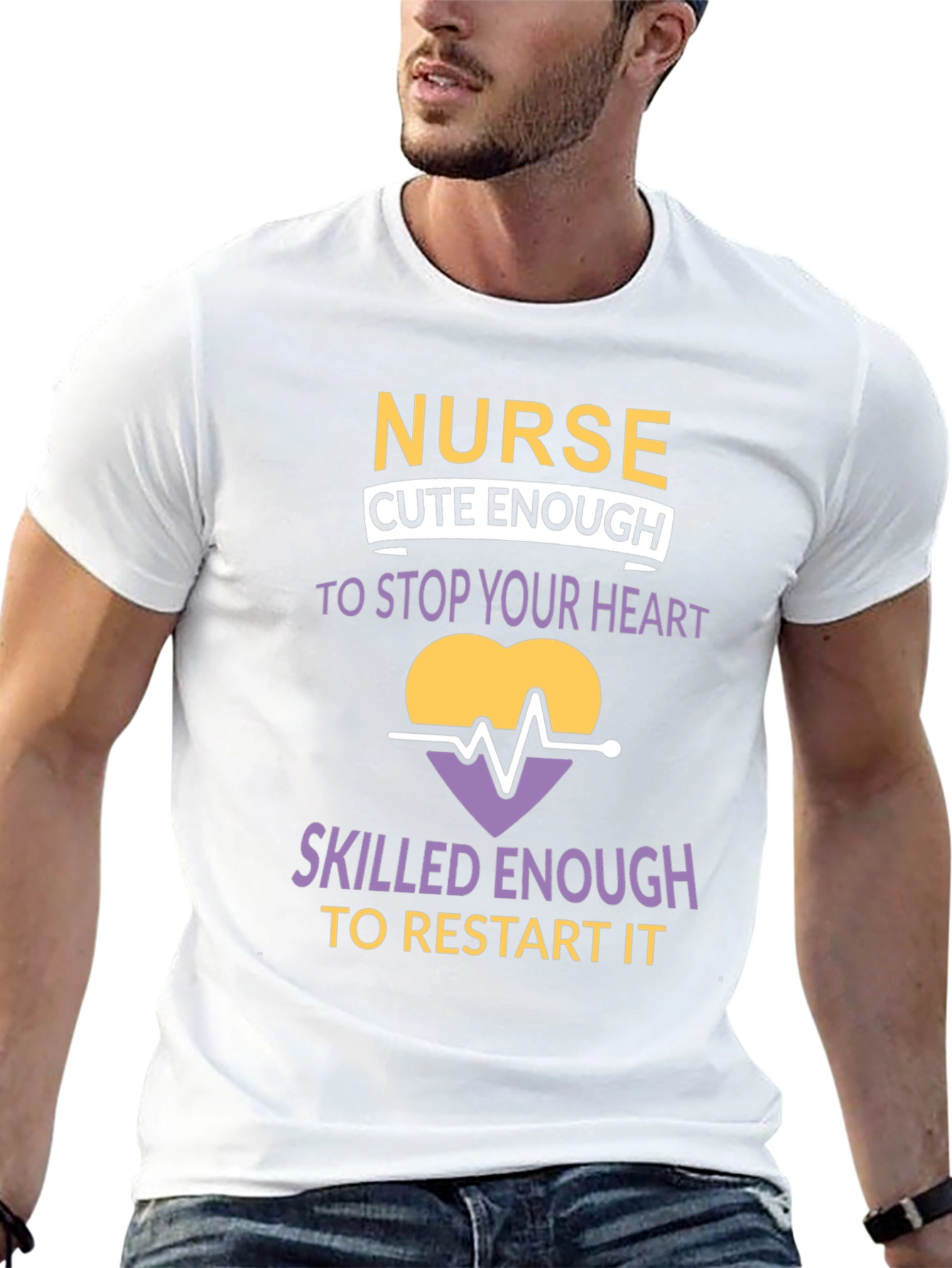 Nurse Cute & Skilled Heartbeat Graphic T-Shirt