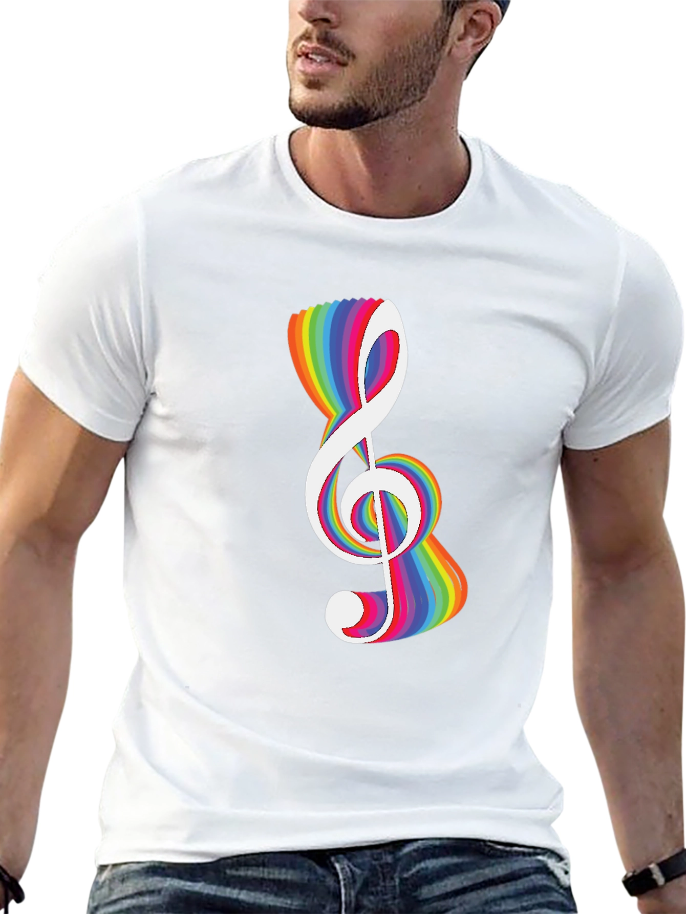 Rainbow Treble Clef Graphic Tee - Black