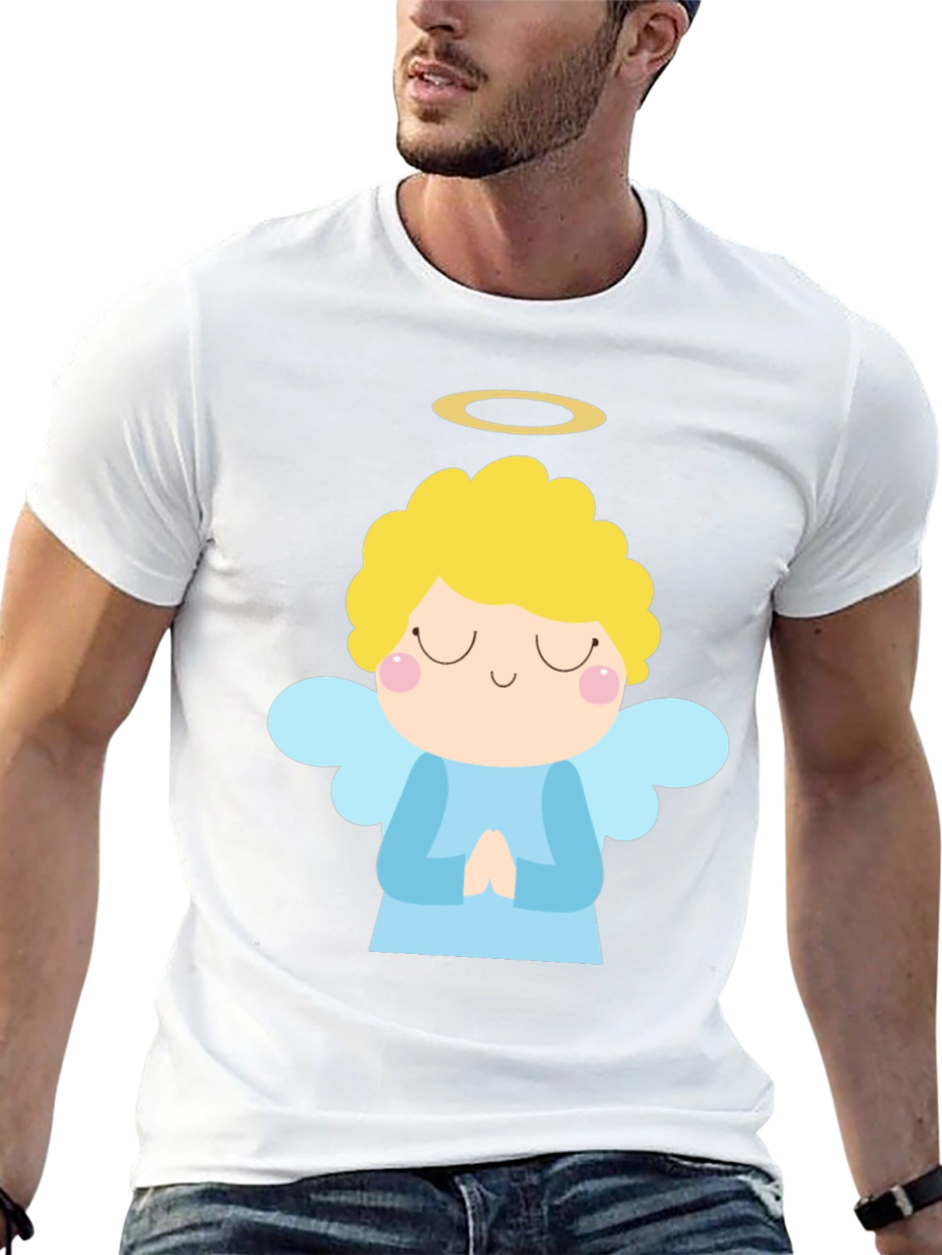 Angel Graphic Black T-Shirt Cute Style