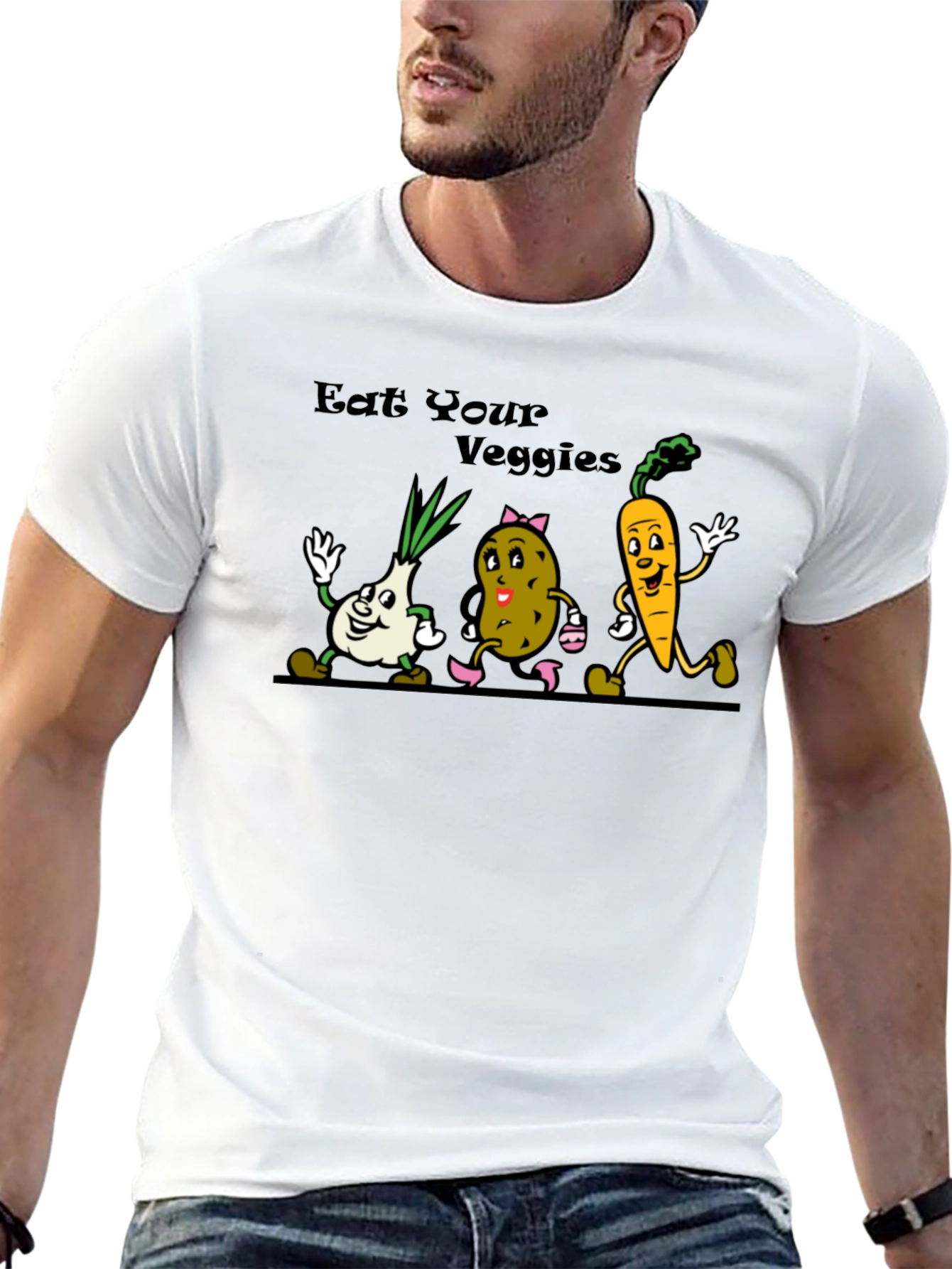 Eat Your Veggies T-Shirt - Cartoon Vegetables