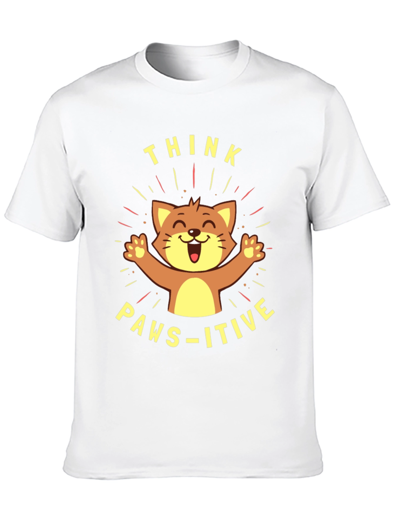 Think Paws-itive Cat Graphic Tee - Black Cotton T-Shirt