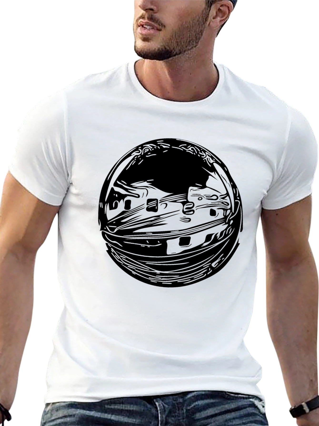 Abstract Black Graphic Tee - Mens Casual Comfort