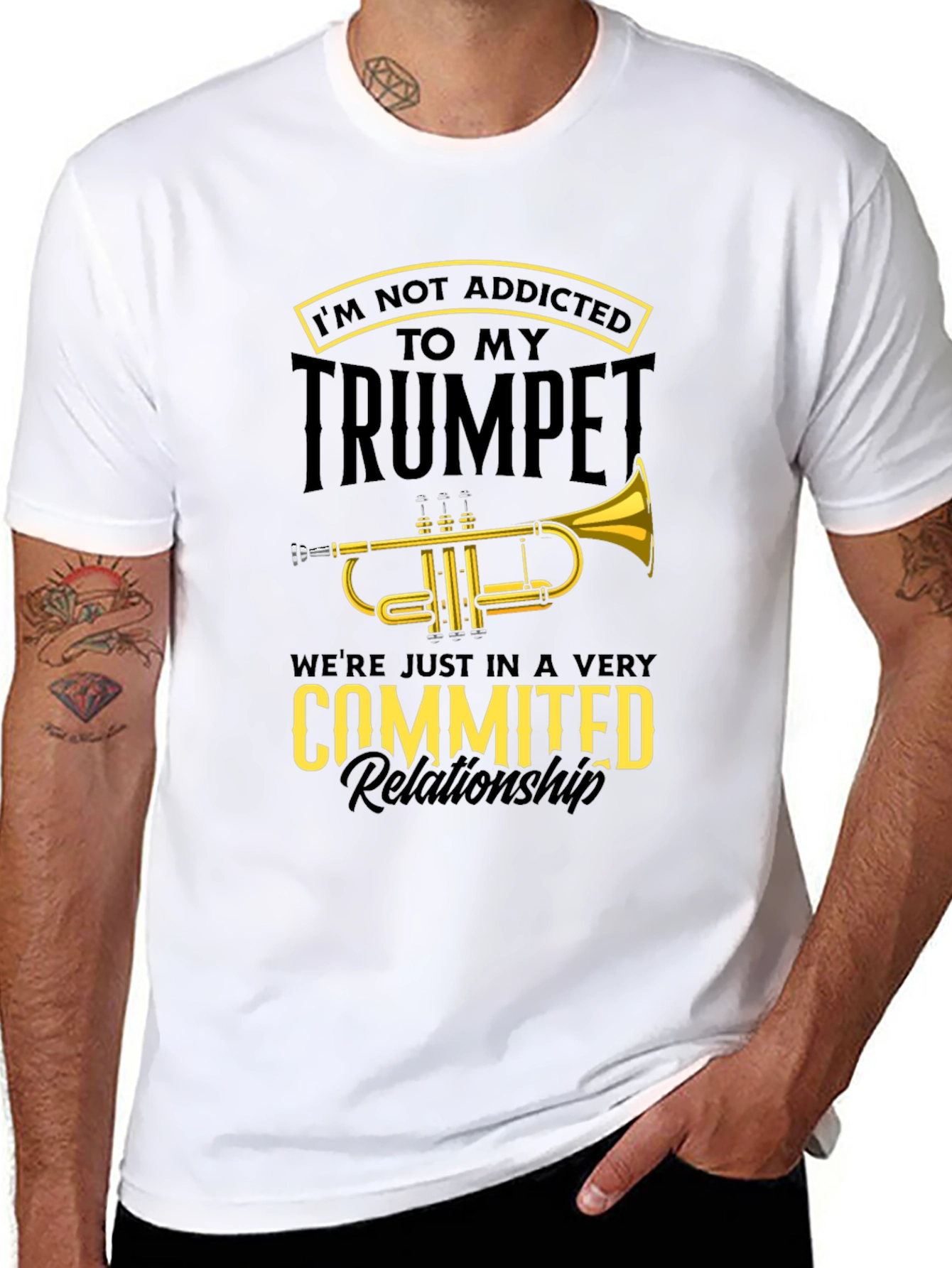 Trumpet Player Black T-Shirt Funny Music Lover Gift
