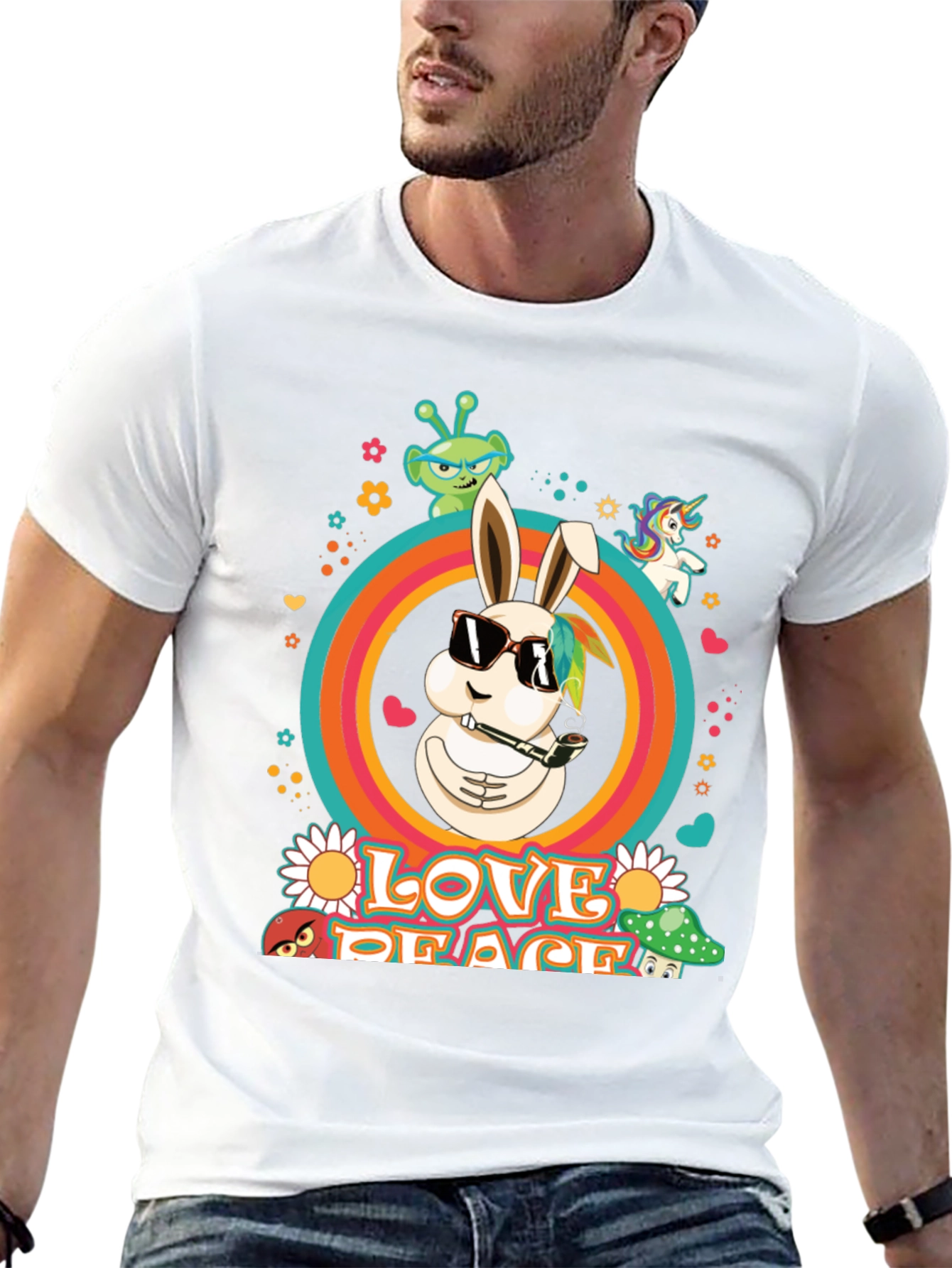Love Peace Rabbit Graphic Tee