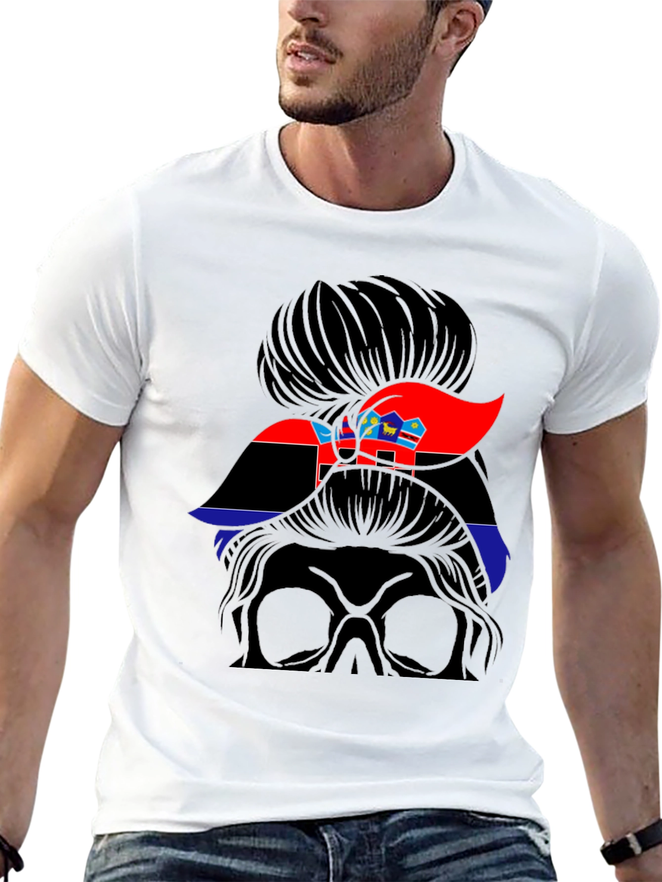 Messy Bun Girl Eswatini Flag T-Shirt
