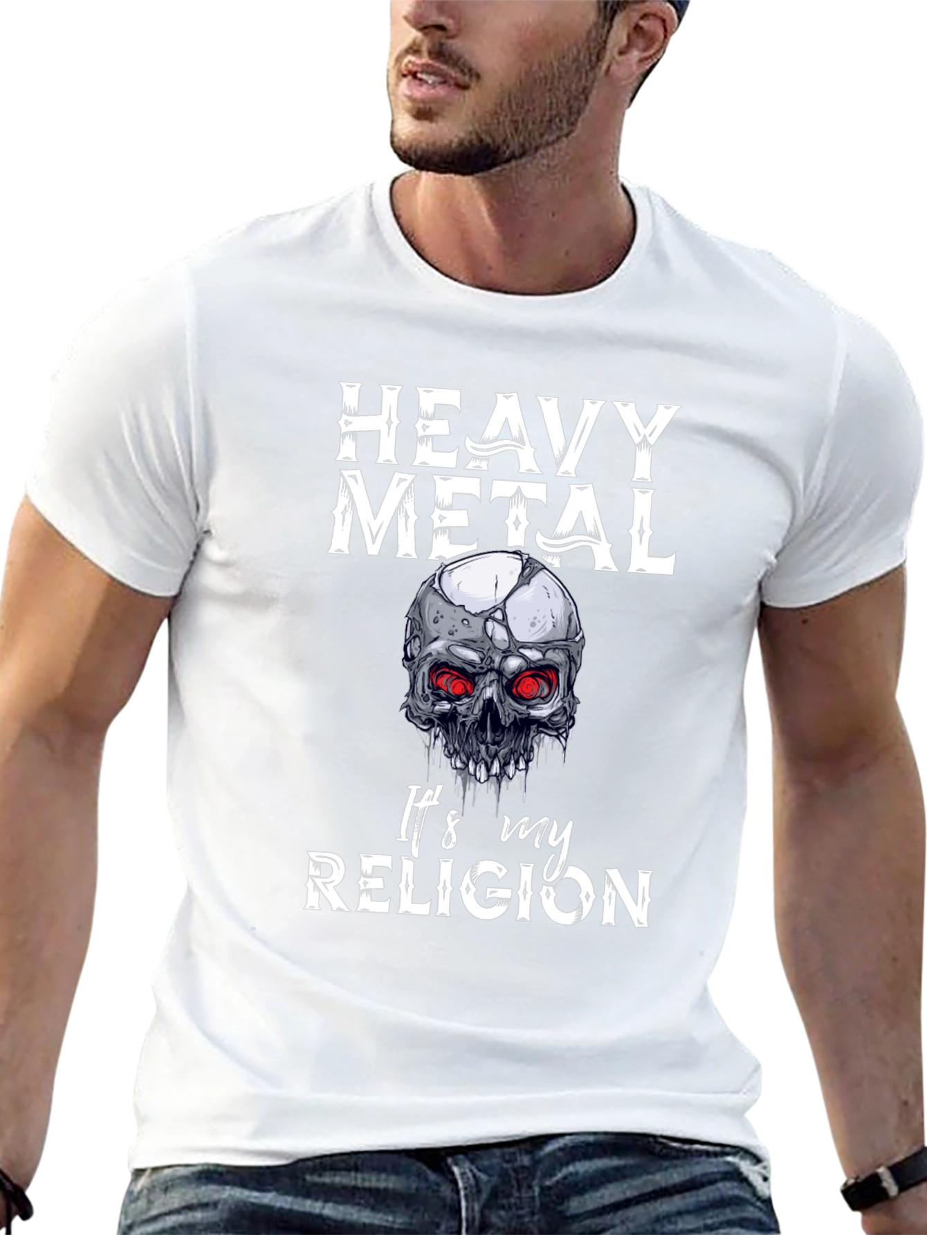 Heavy Metal Skull Graphic T-Shirt