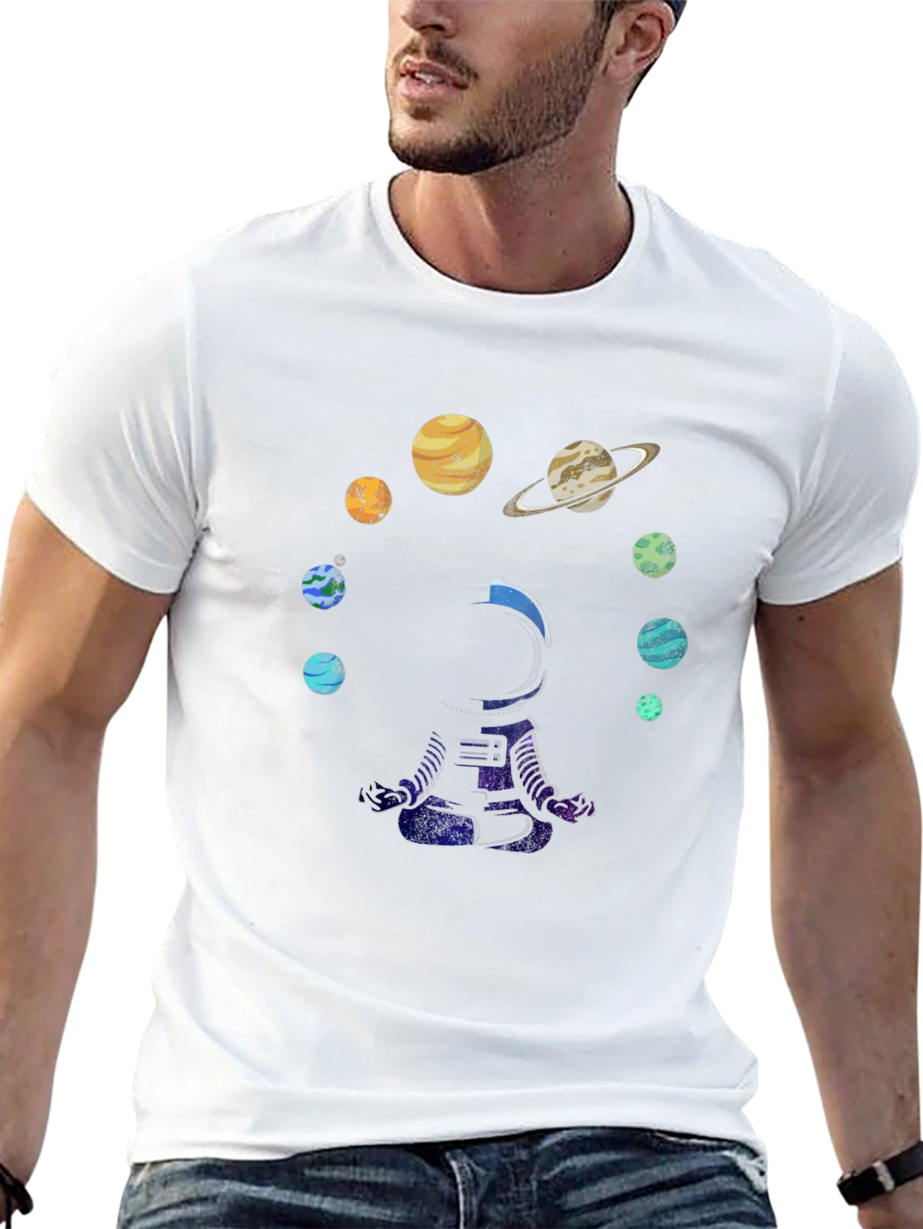 Astronaut Solar System Graphic T-Shirt