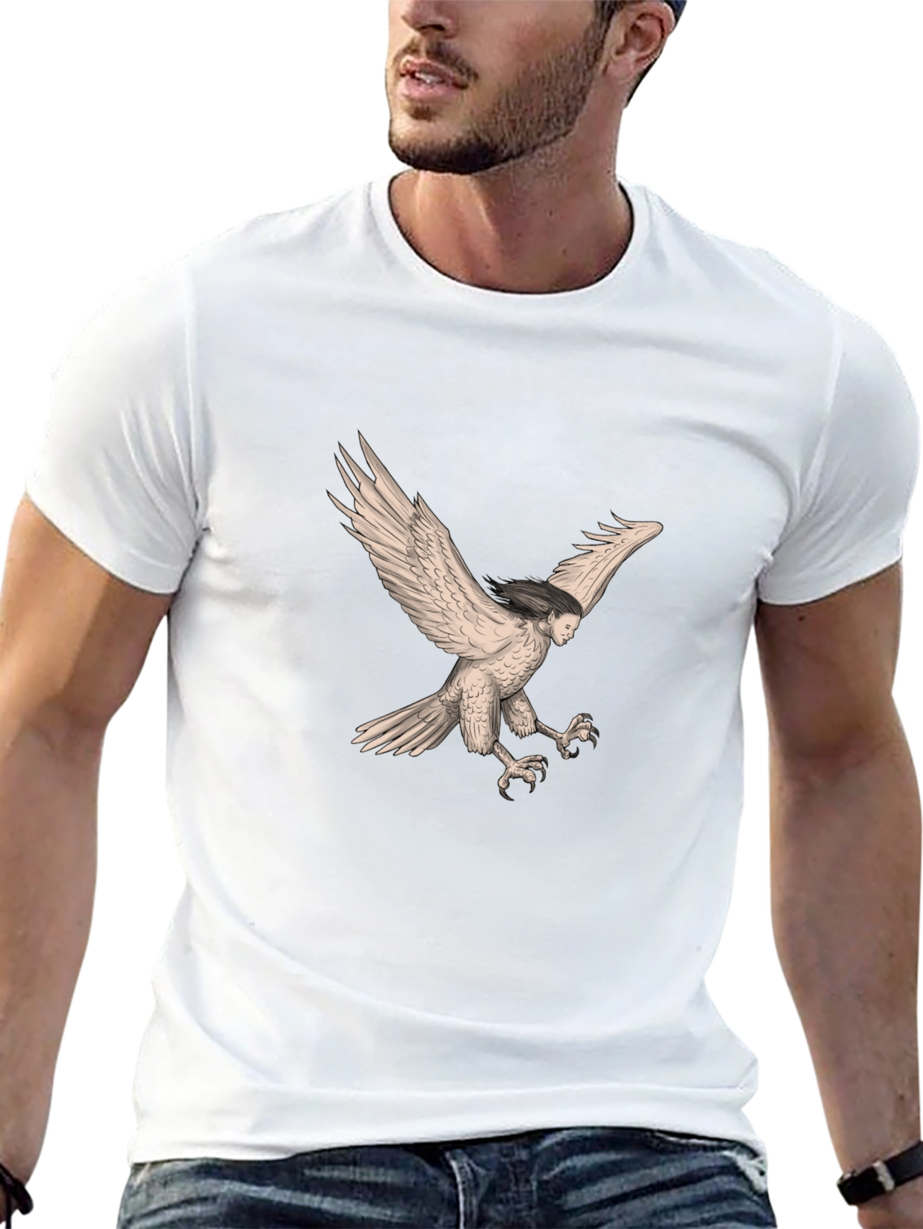 Harpy Graphic Tee - Mythical Creature Black T-Shirt