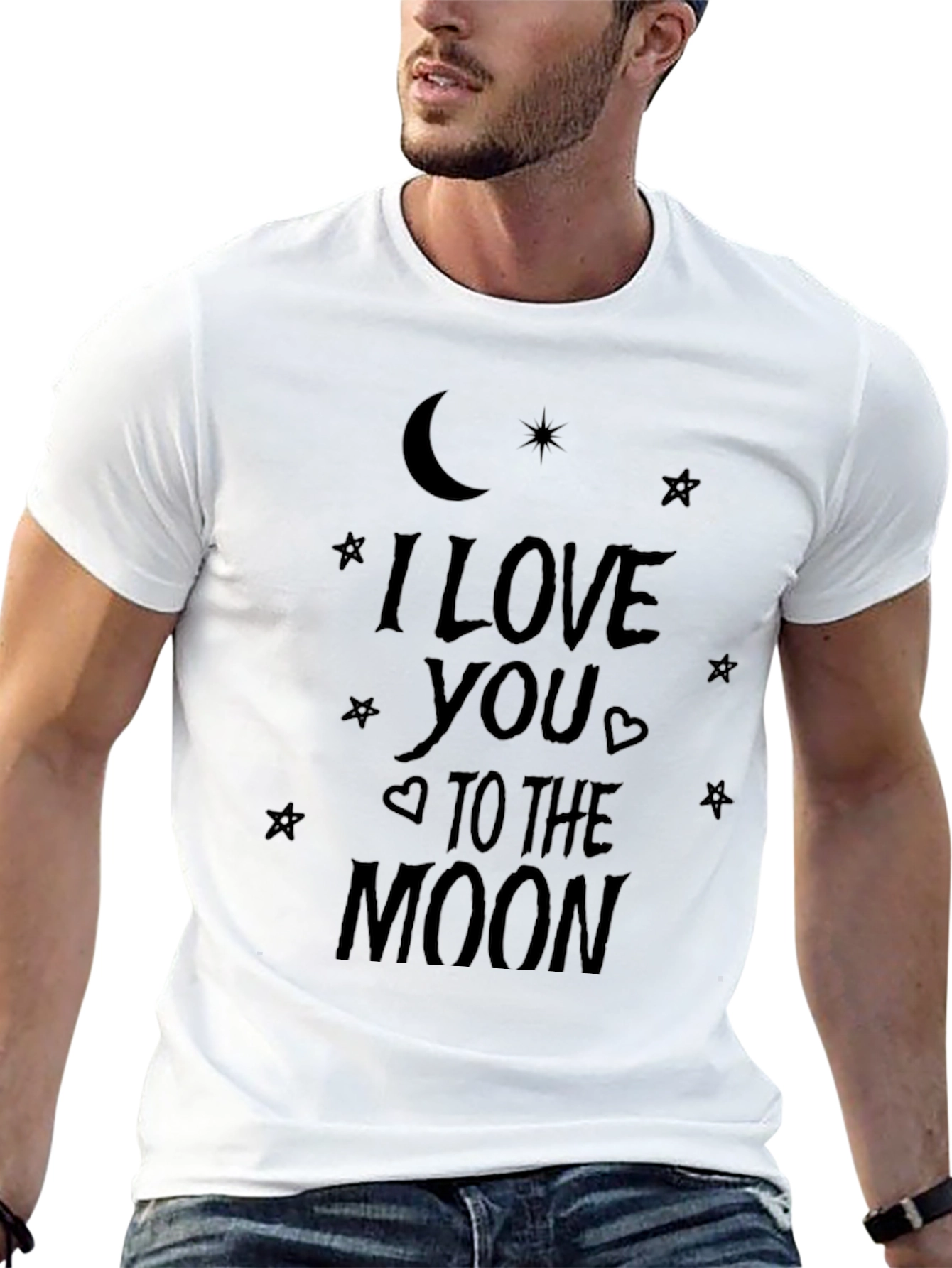 I Love You To The Moon Graphic Black T-Shirt