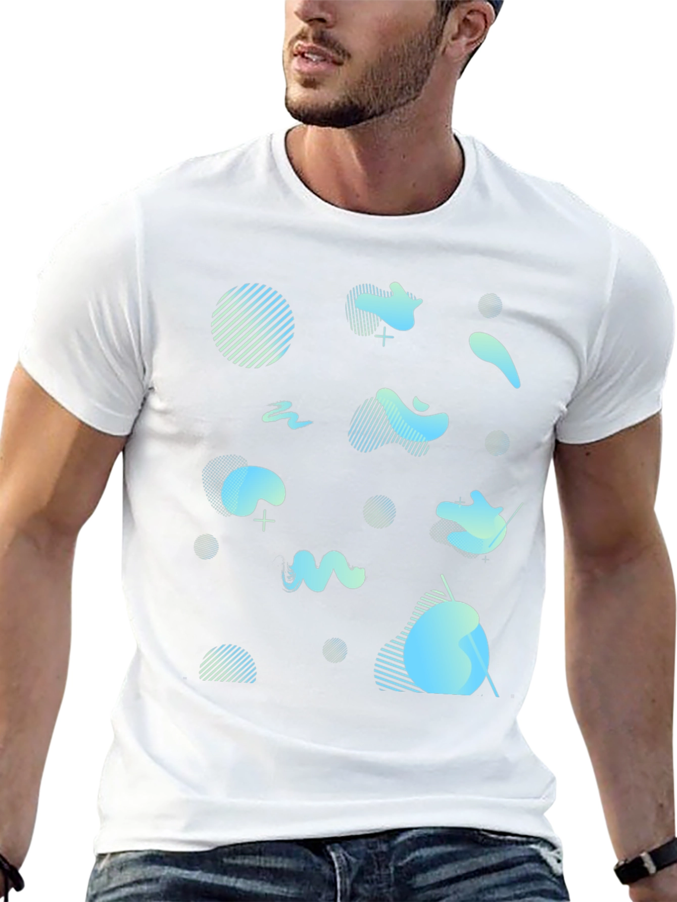 Abstract Print Black Crew Neck T-Shirt