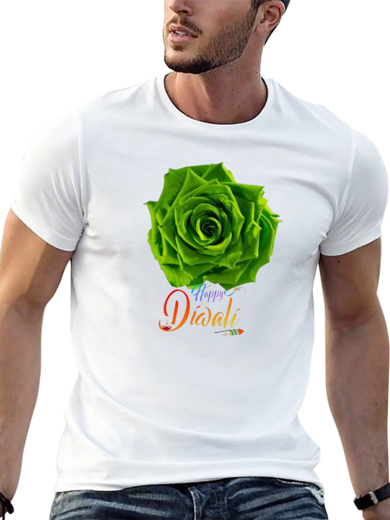 Happy Diwali Green Rose T-Shirt