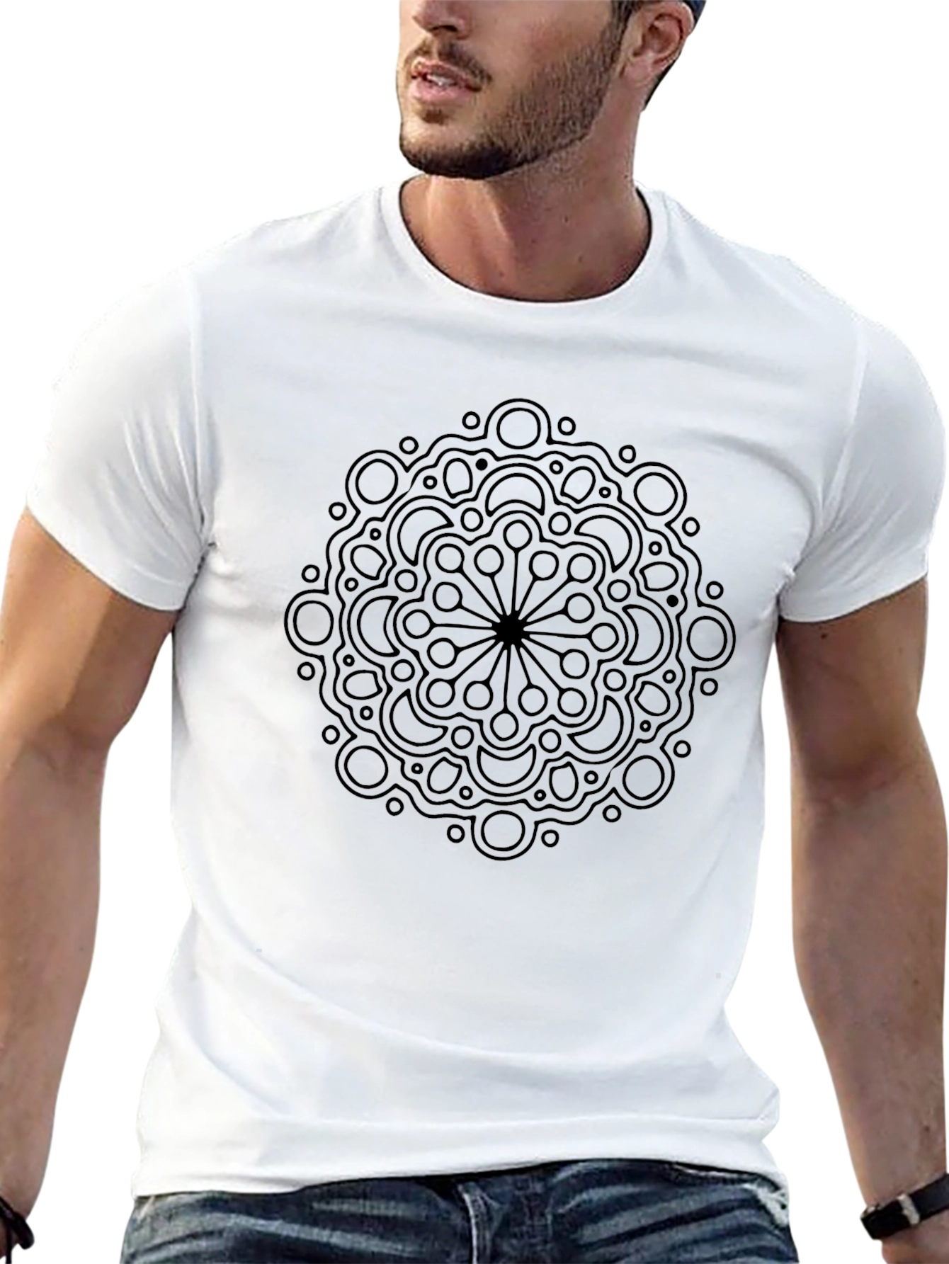 Abstract Mandala Graphic Tee - Mens Black T-Shirt