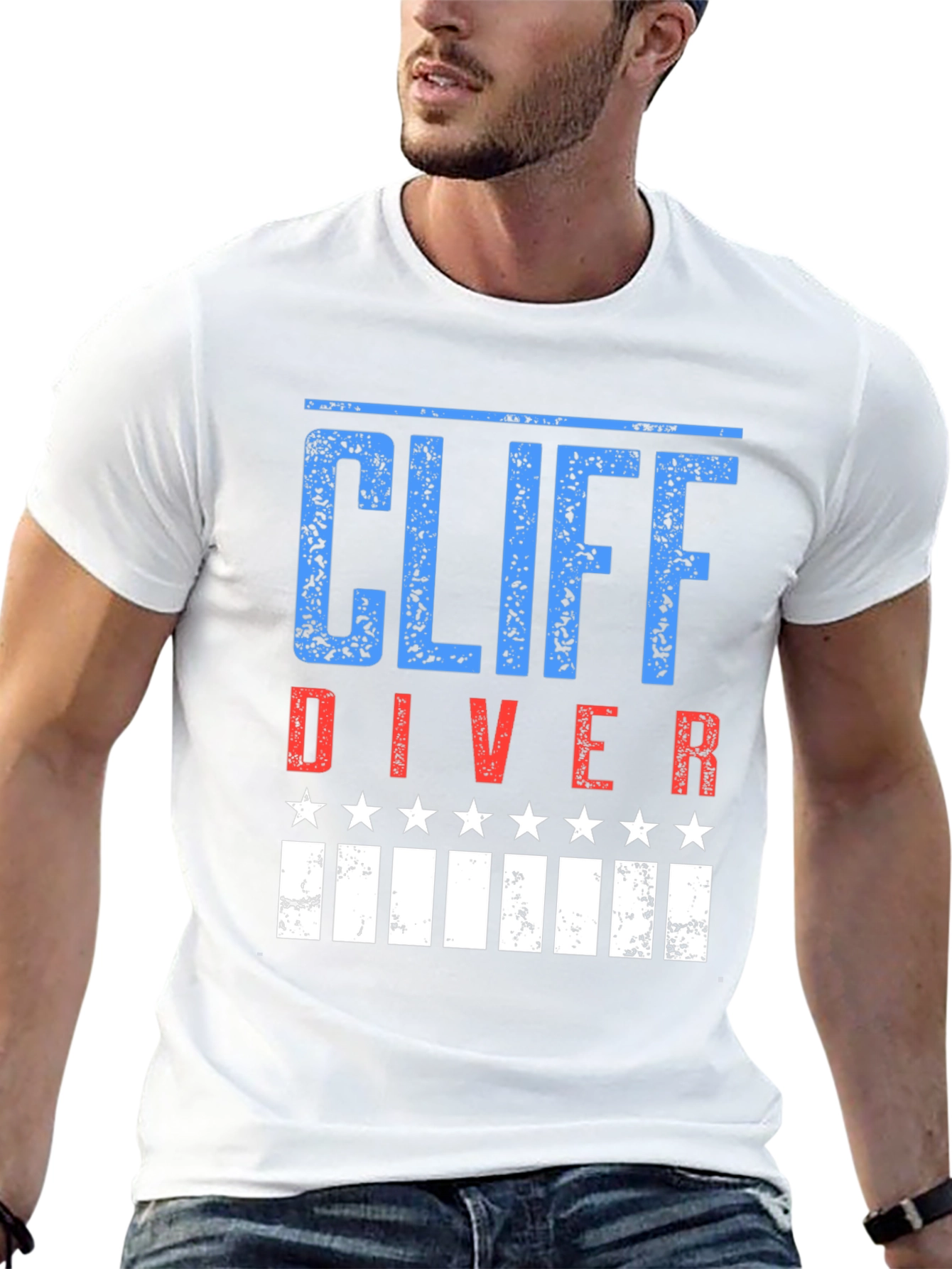 Cliff Diver Patriotic Graphic T-Shirt