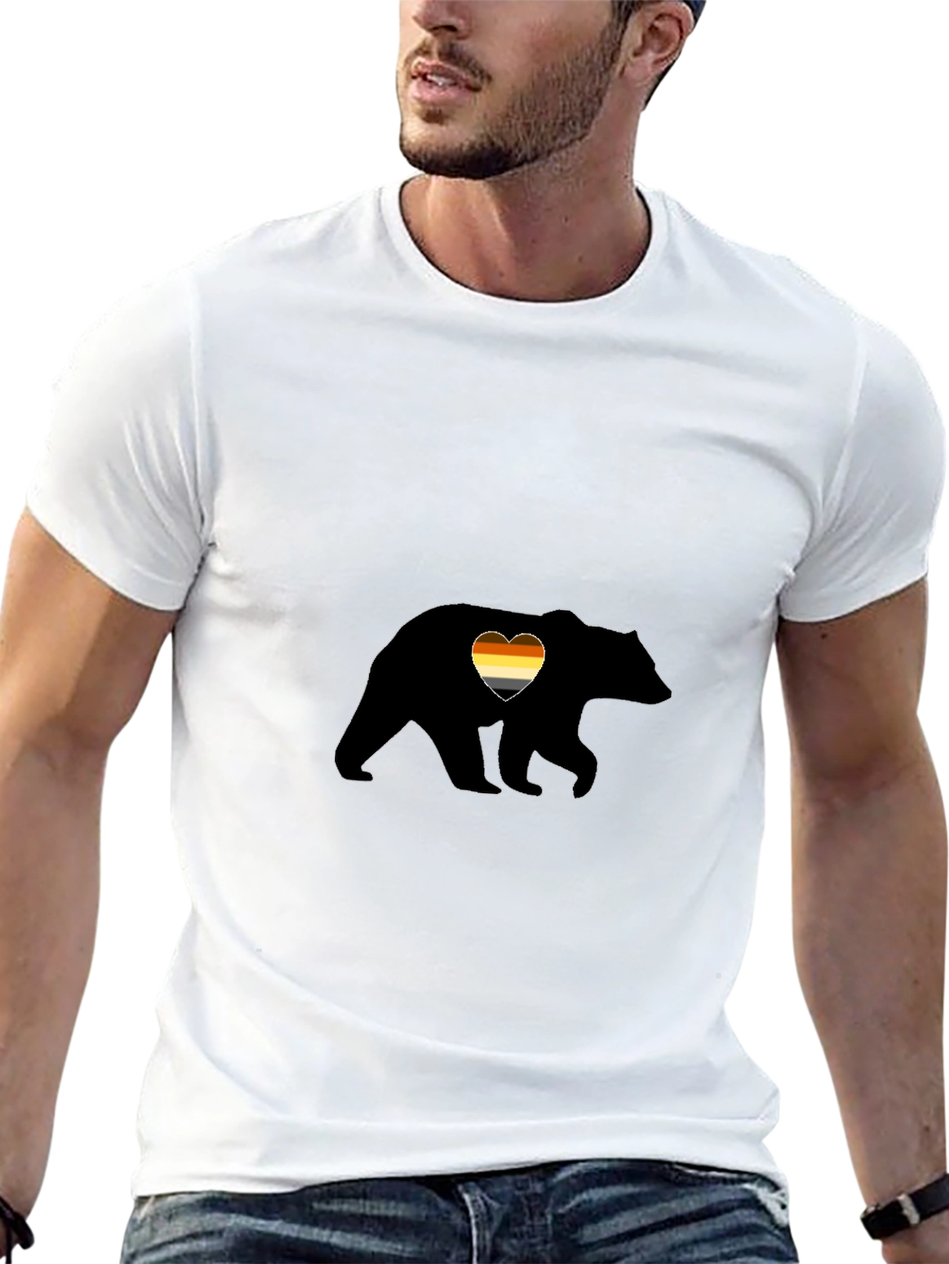 Gay Bear Pride Heart Graphic Tee - Black