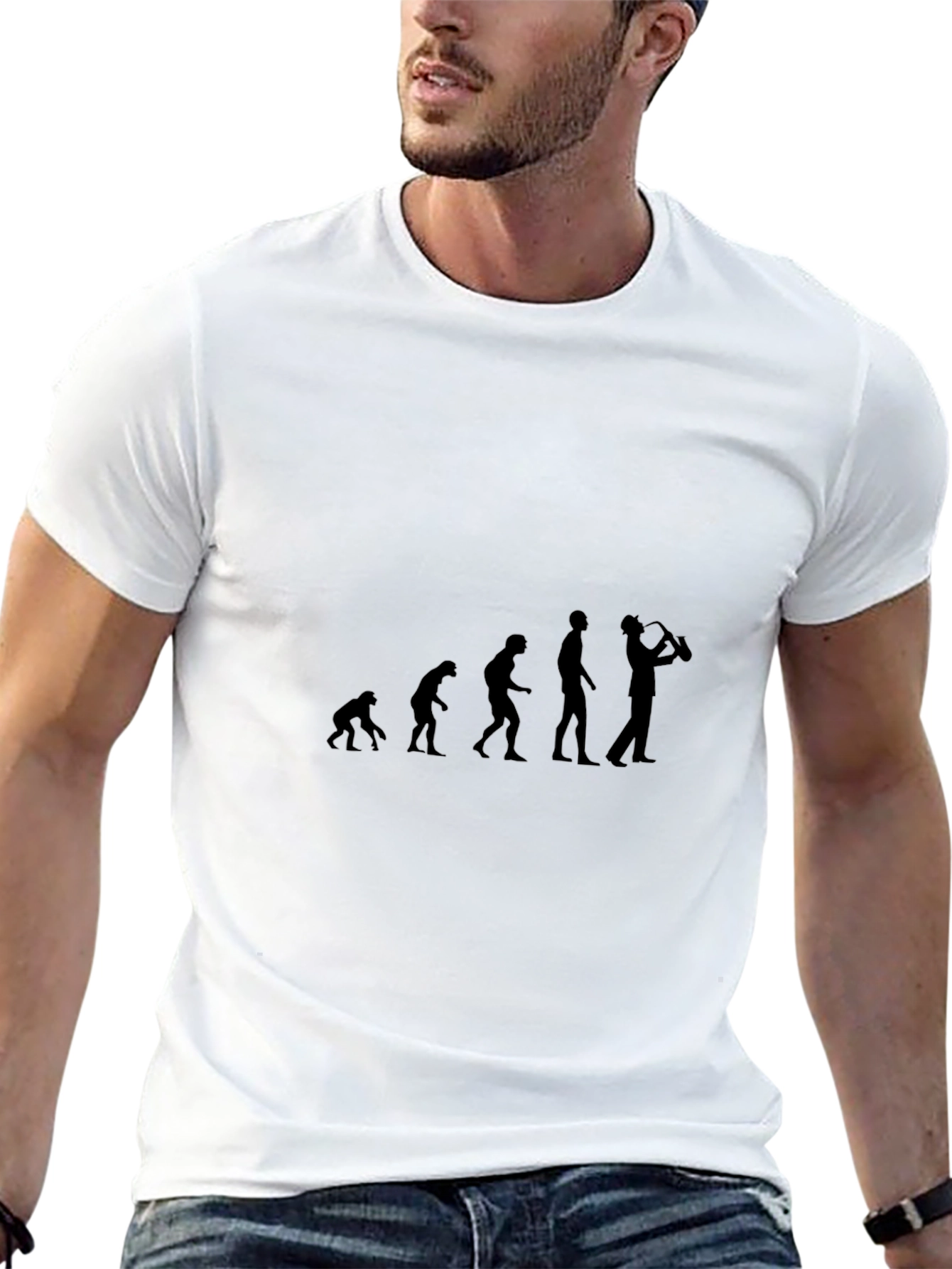 Evolution of Saxophone Player T-Shirt - Black Graphic Tee