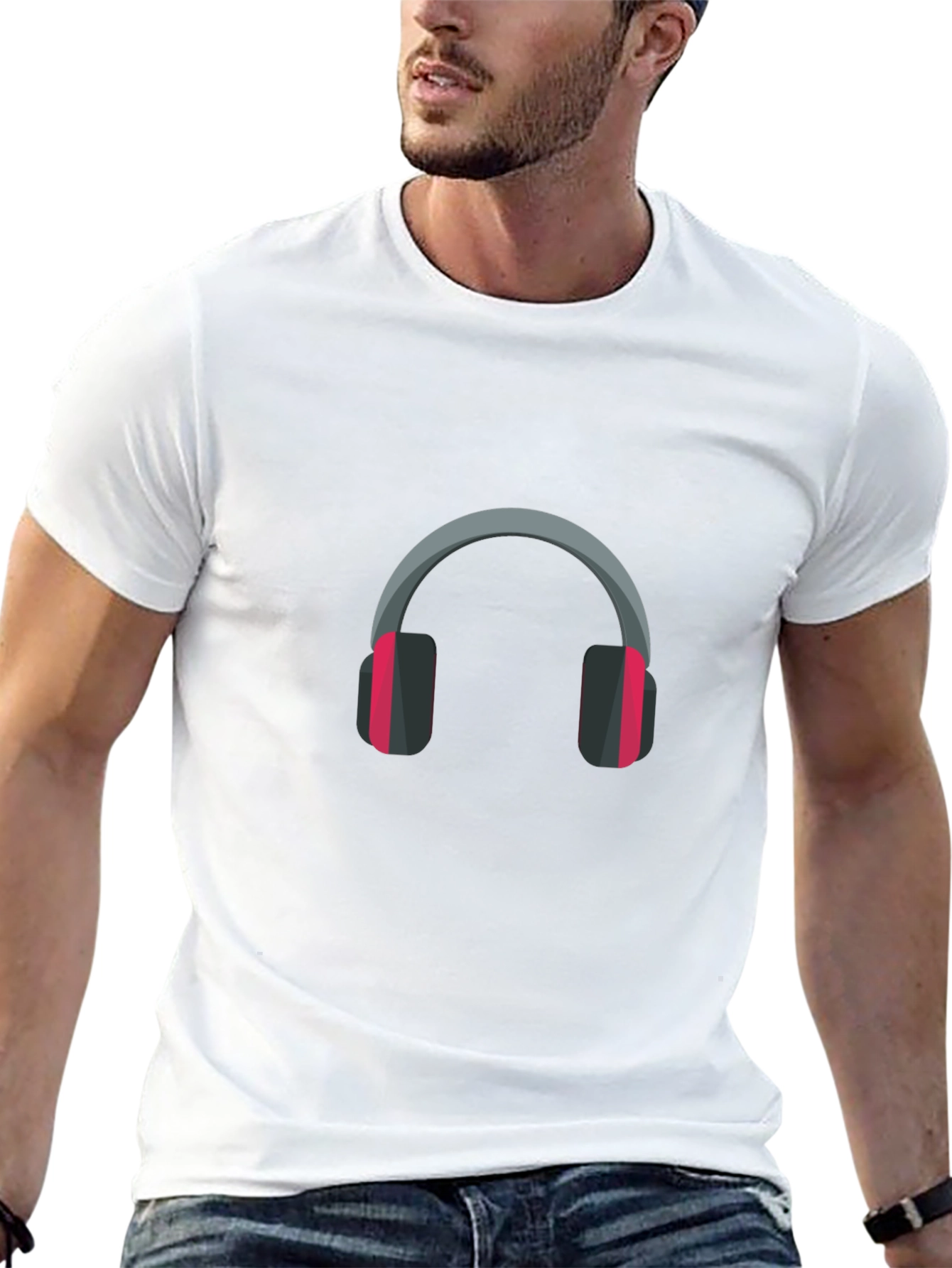 Headphone Graphic Tee - Black Casual Comfort