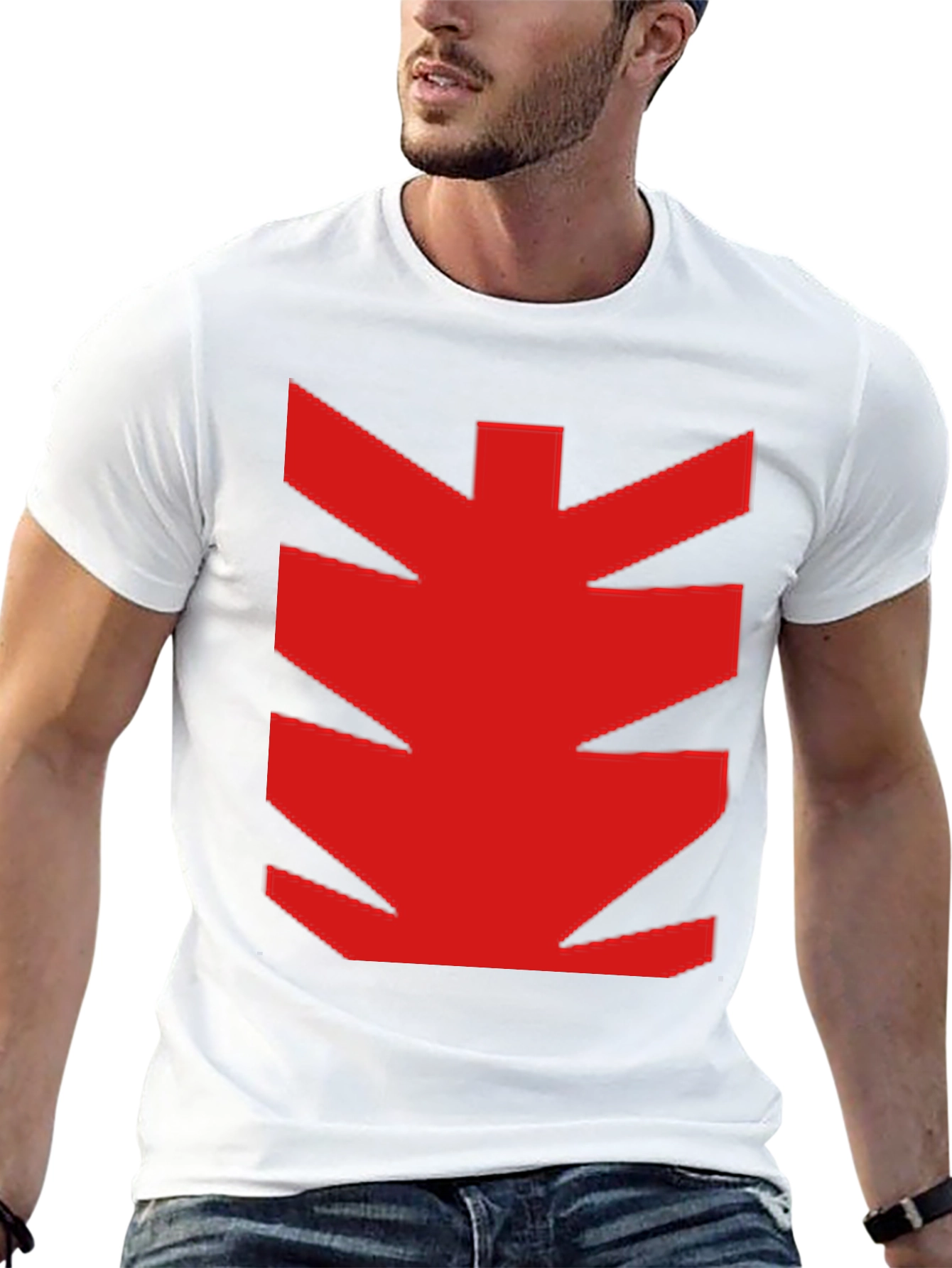 Bold Red Graphic Print Black T-Shirt