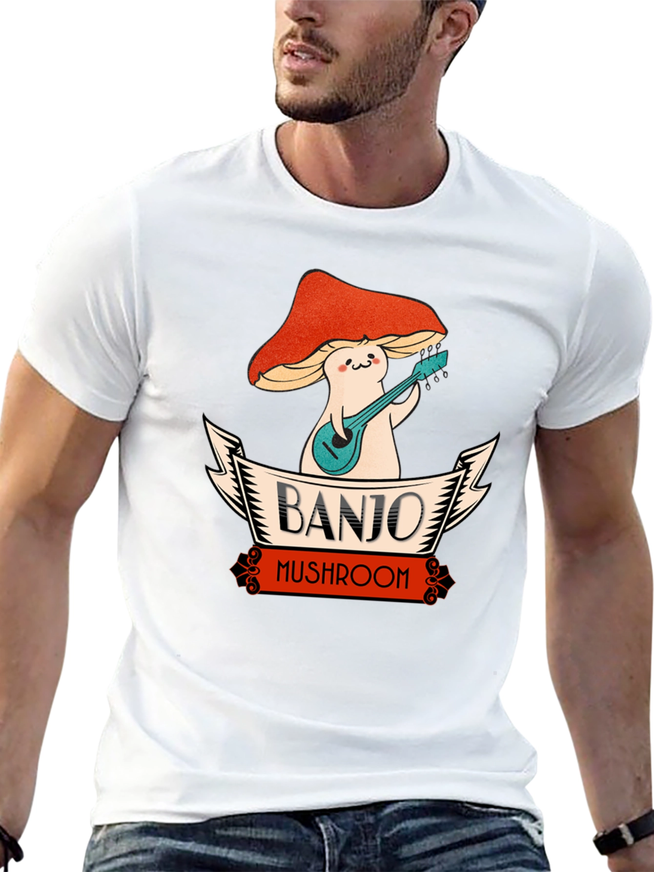Banjo Mushroom Graphic T-Shirt