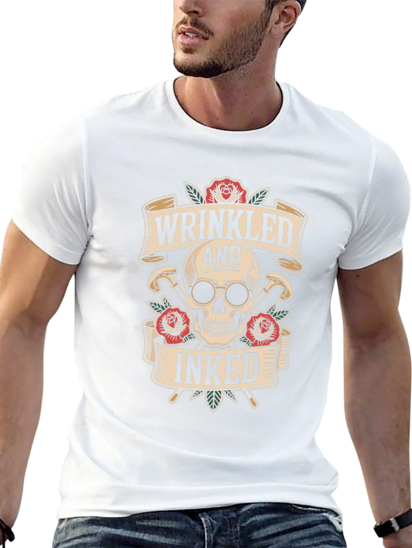Wrinkled & Inked Skull T-Shirt