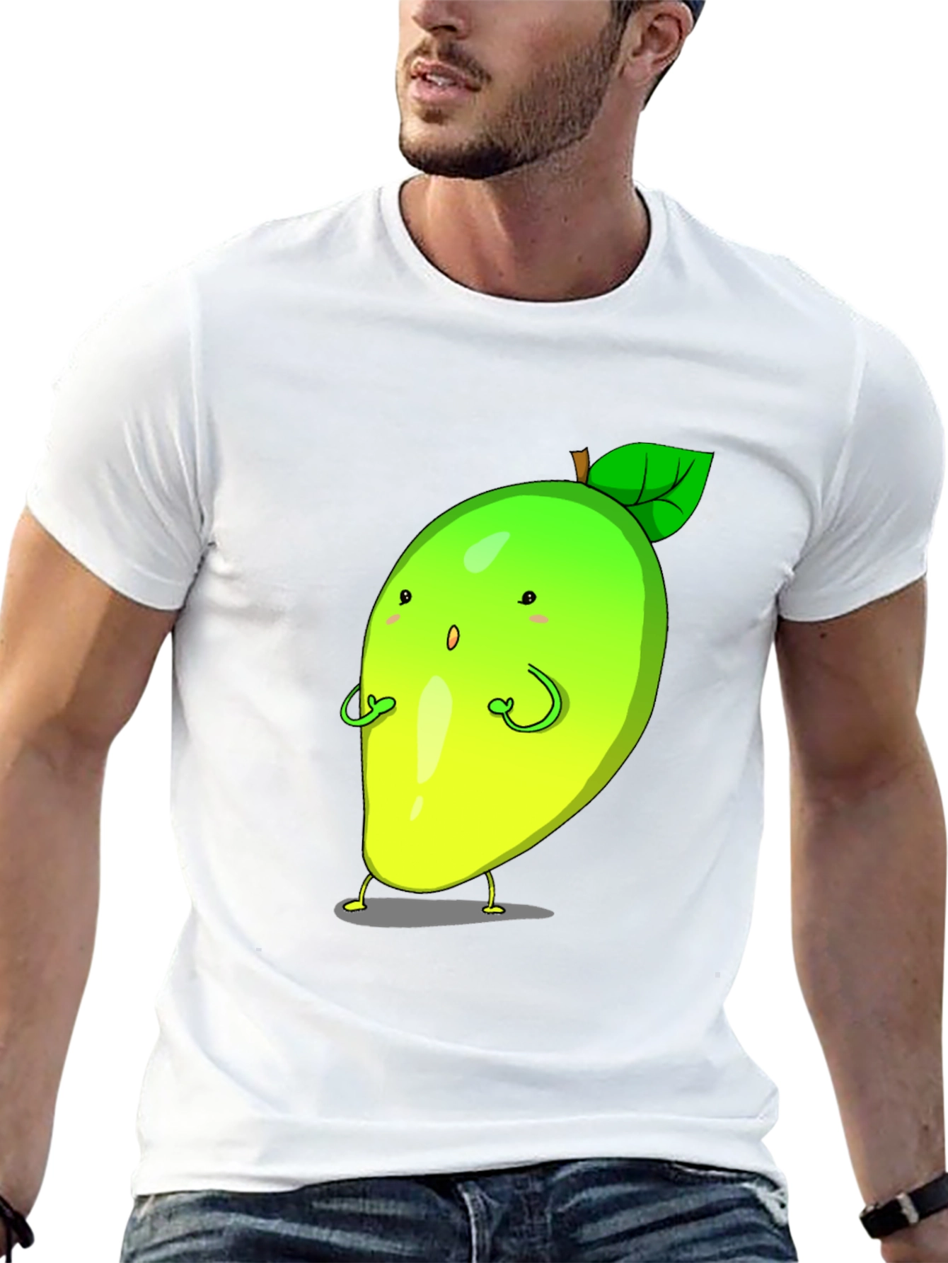 Cartoon Mango Graphic Tee - Black Unisex T-Shirt