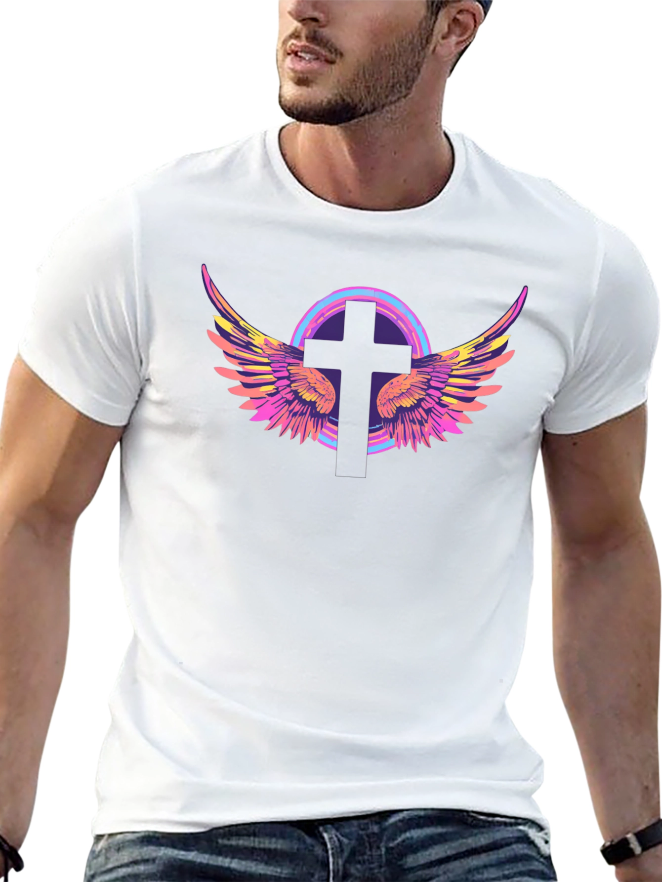 Cross with Wings Graphic Tee - Stylish Christian Apparel