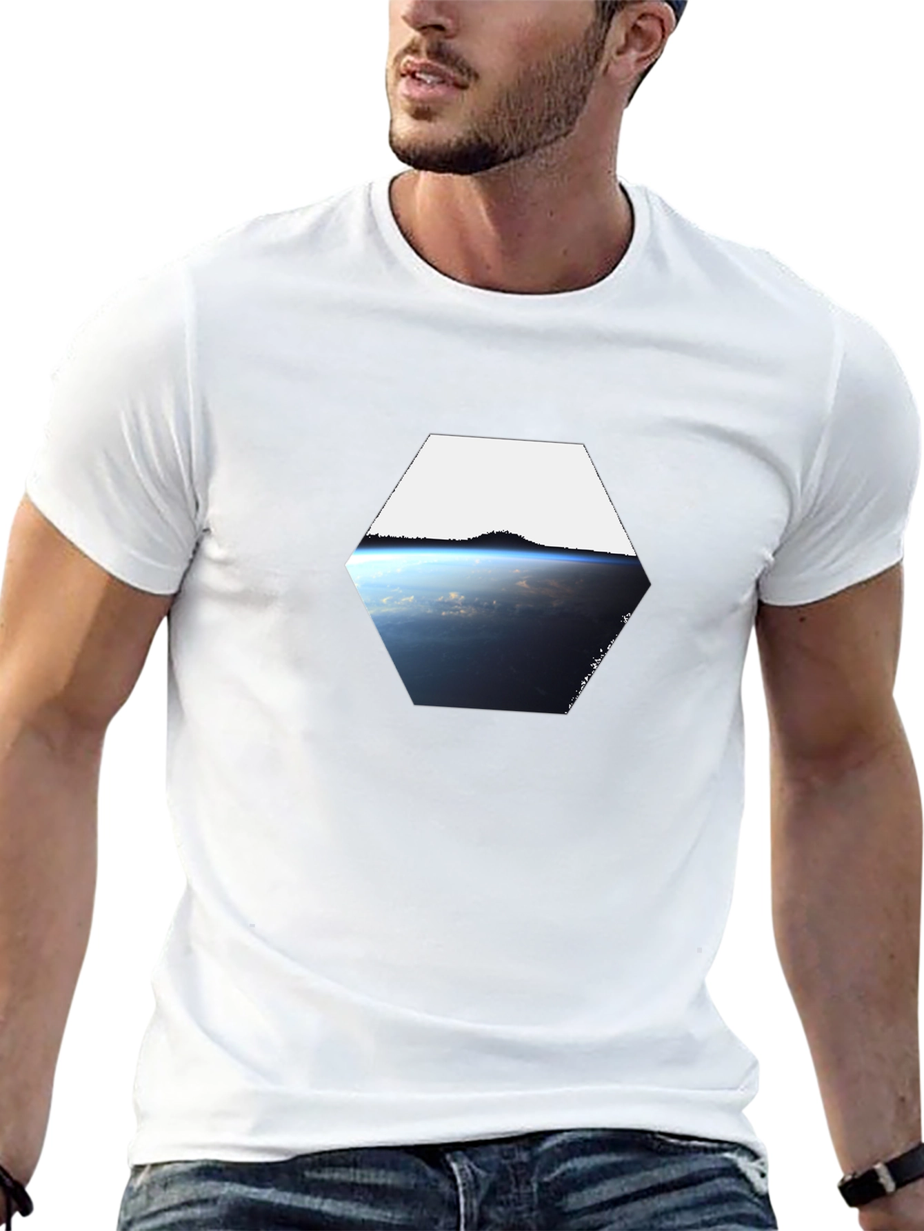 Earth View Hexagon Black T-Shirt