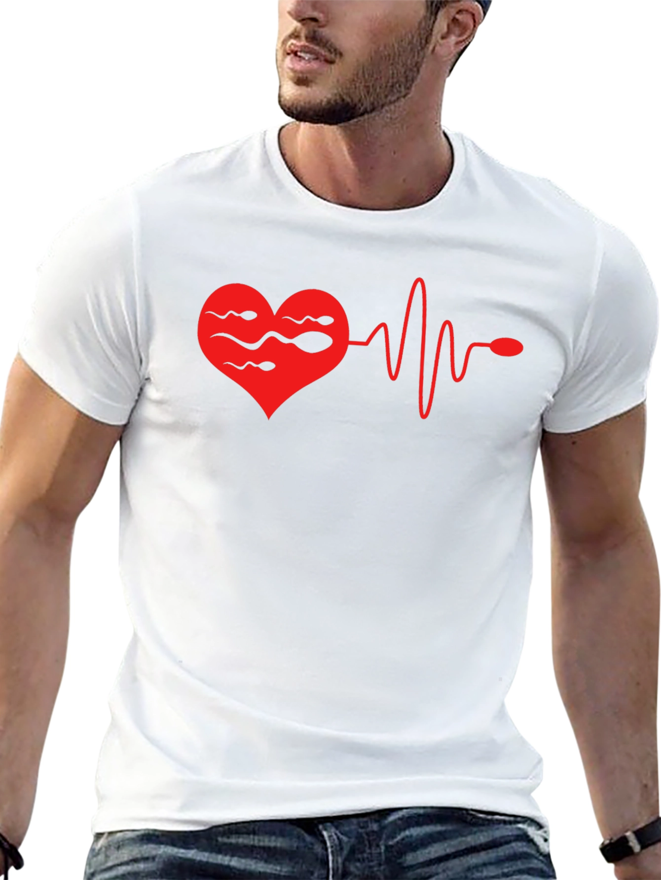 Heartbeat Sperm Mens Black T-Shirt