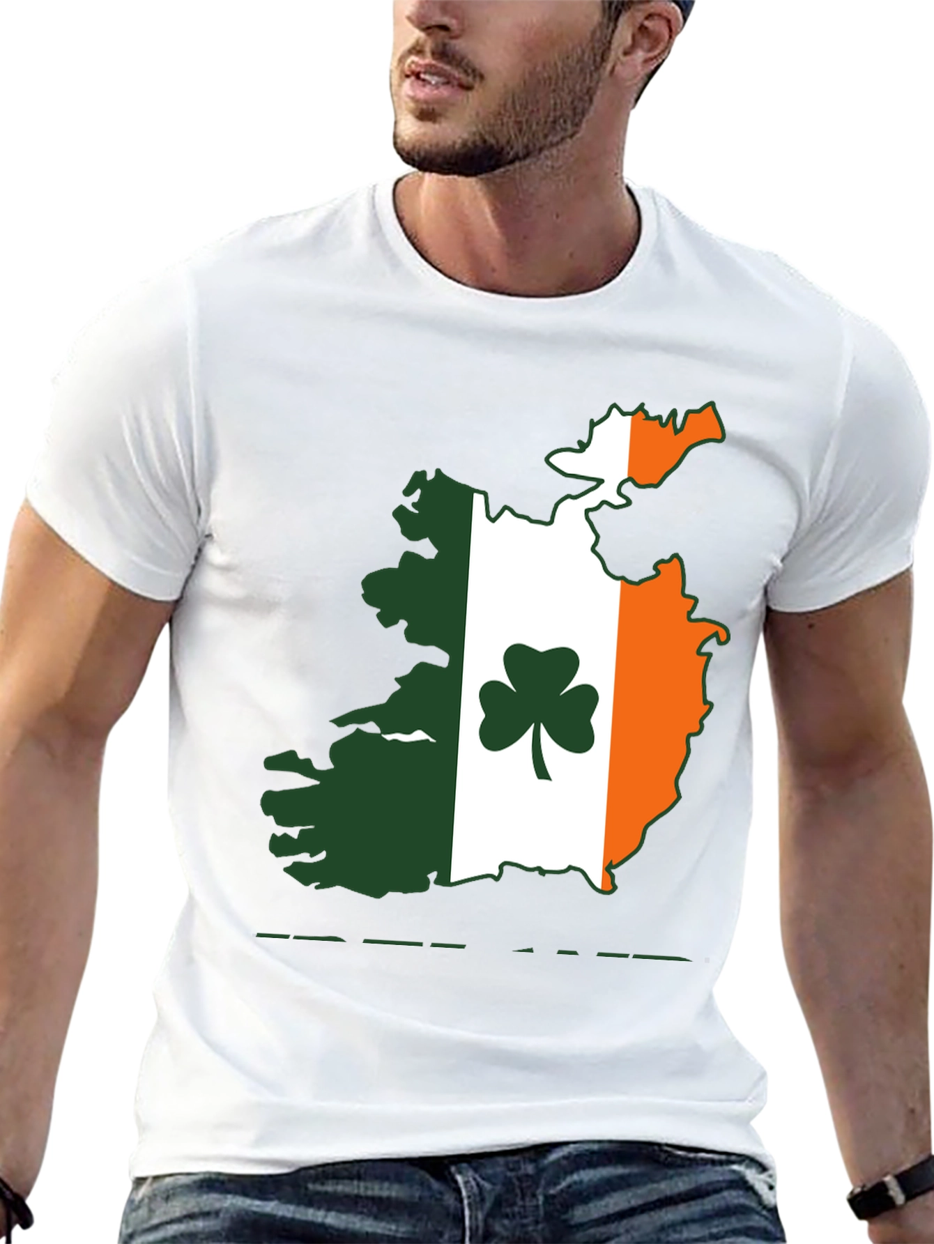 Irish Flag Map Shamrock Black T-Shirt