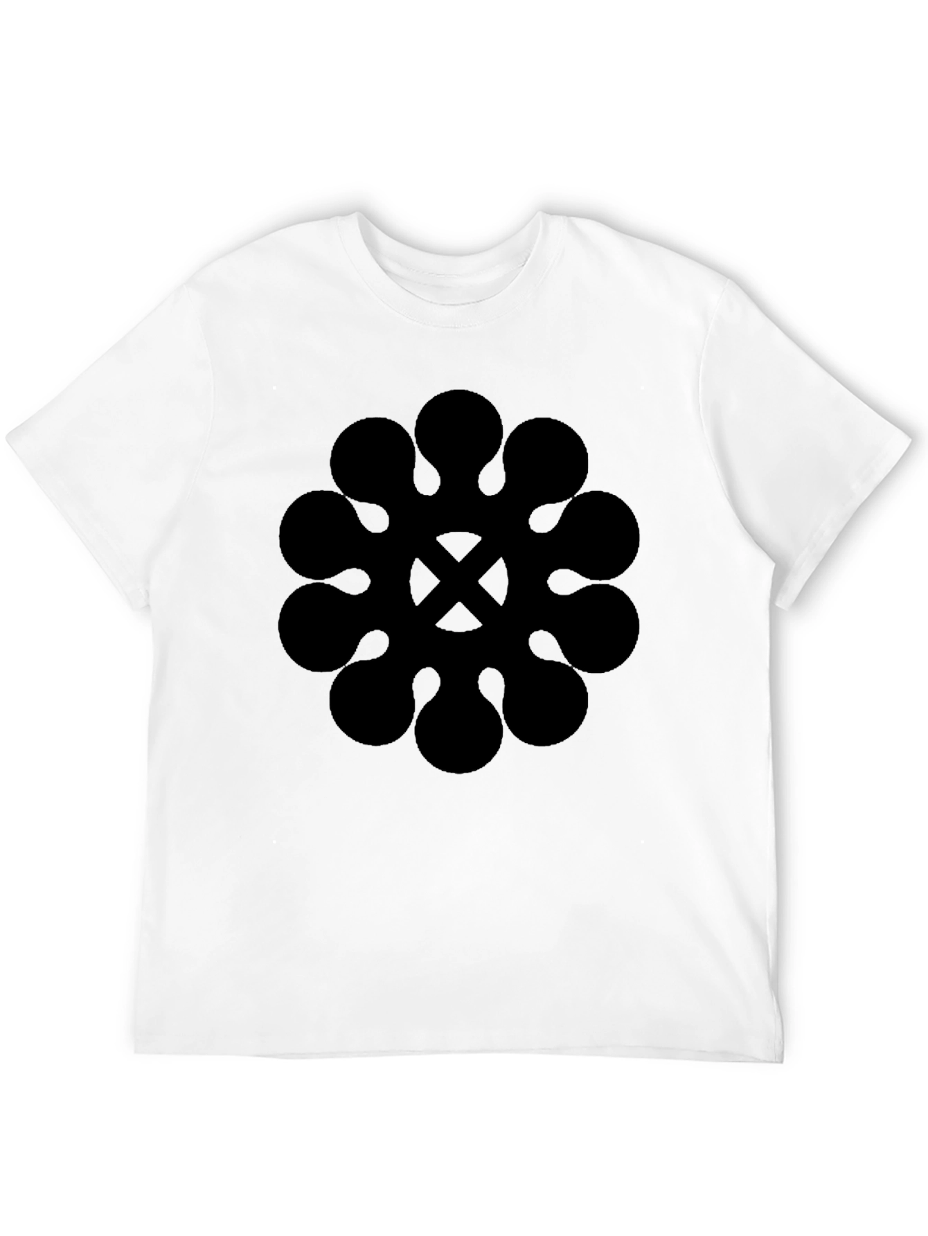 Black Graphic Tee - Abstract Geometric Print