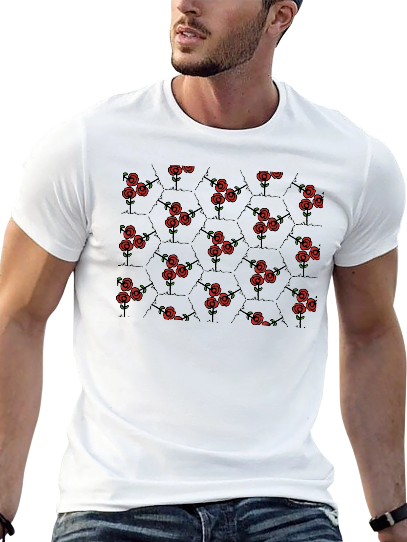 Rose Garden Hexagon Black Tee
