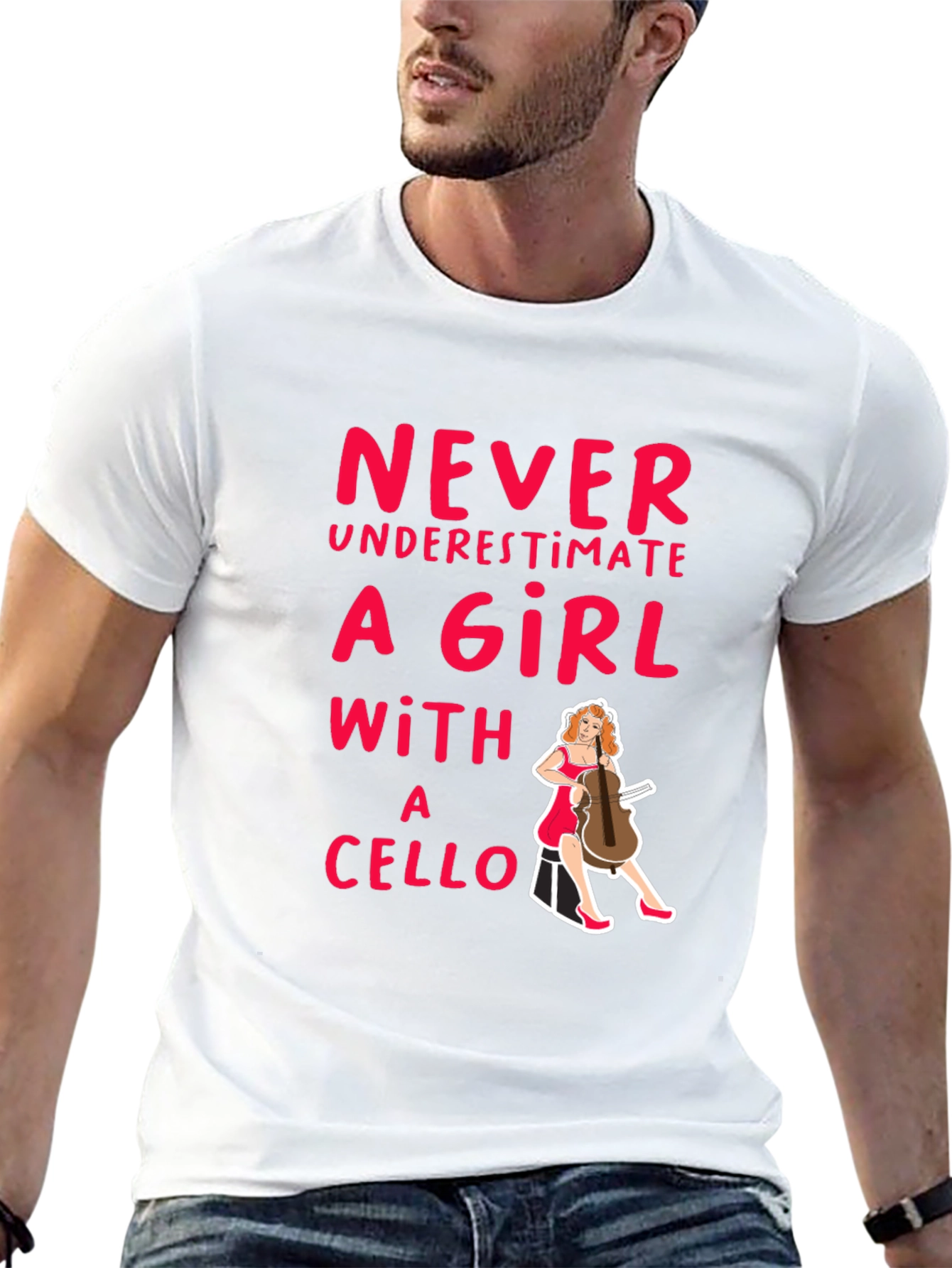 Never Underestimate A Girl With A Cello Black T-Shirt