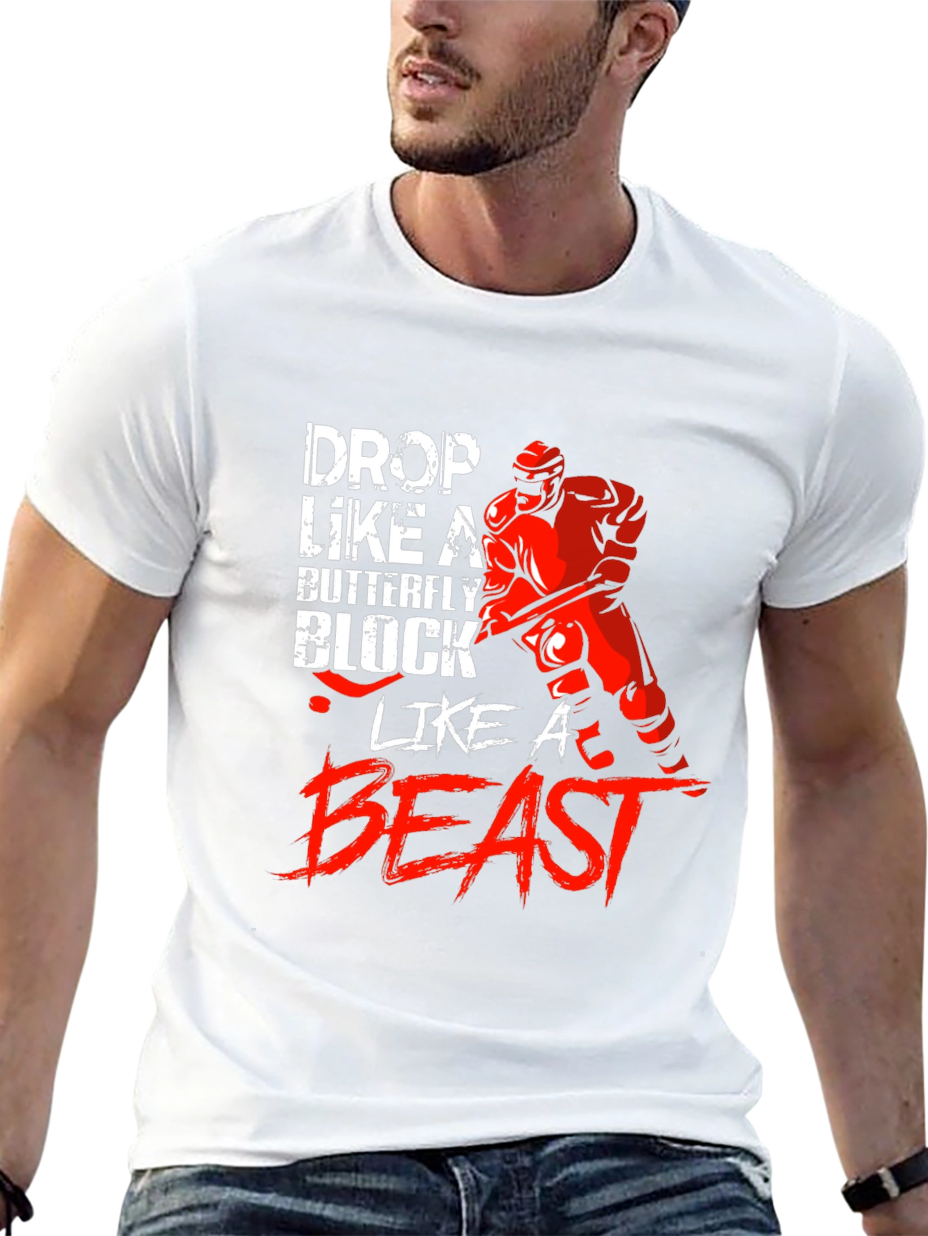 Hockey Goalie Graphic T-Shirt - Drop Like a Butterfly
