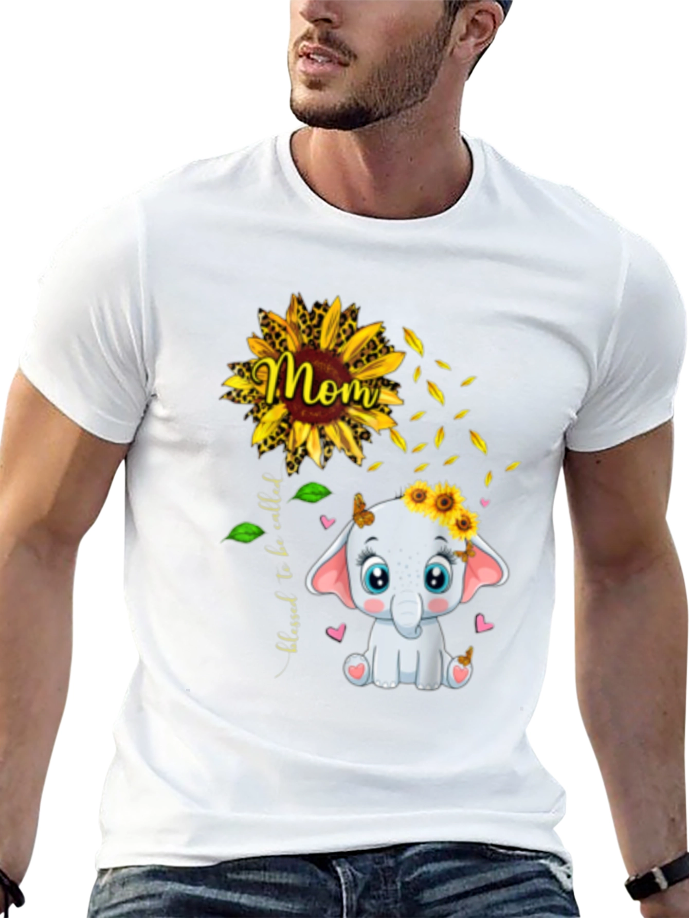 Mom Sunflower Elephant Graphic Tee