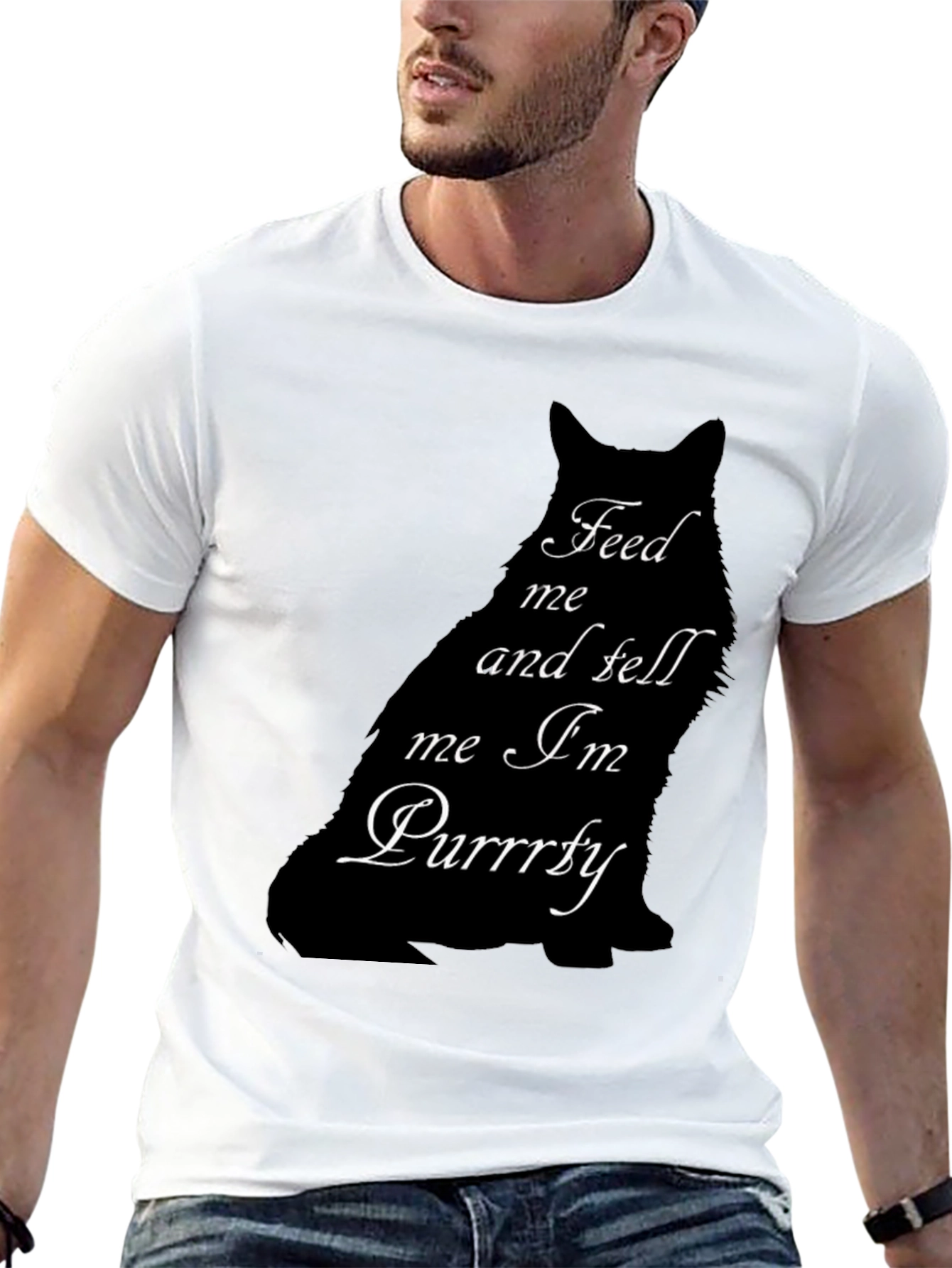 Feed Me Cat Graphic Tee - Purrrfectly Funny T-Shirt