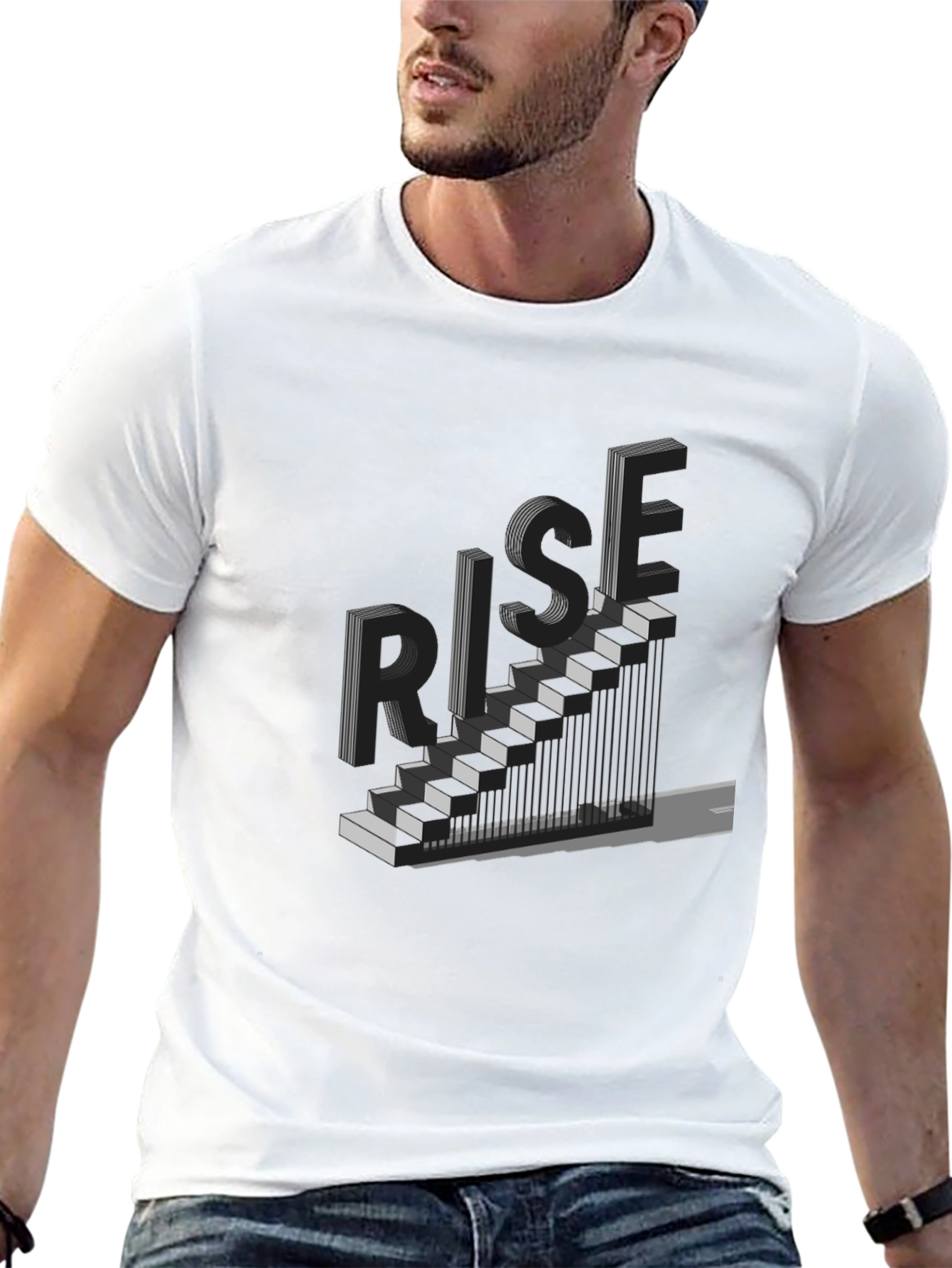 Rise Graphic Tee - Black Staircase Design