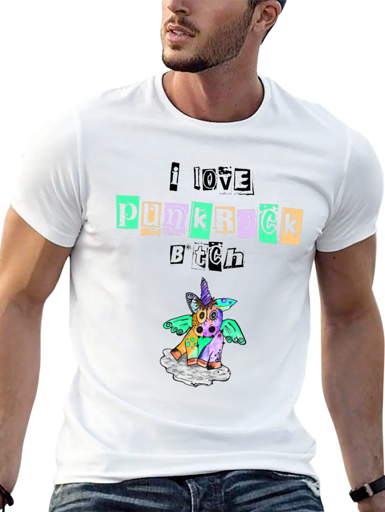 Punk Rock Unicorn Black Graphic Tee