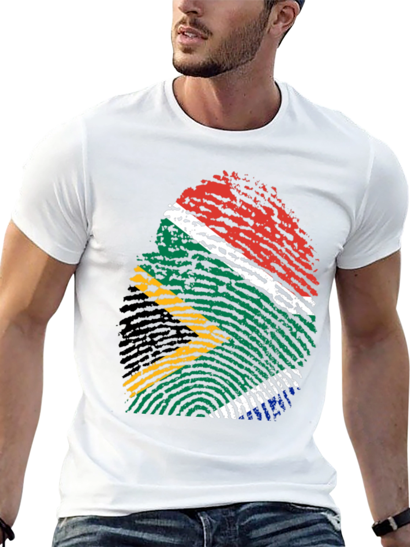 South Africa Flag Fingerprint T-Shirt