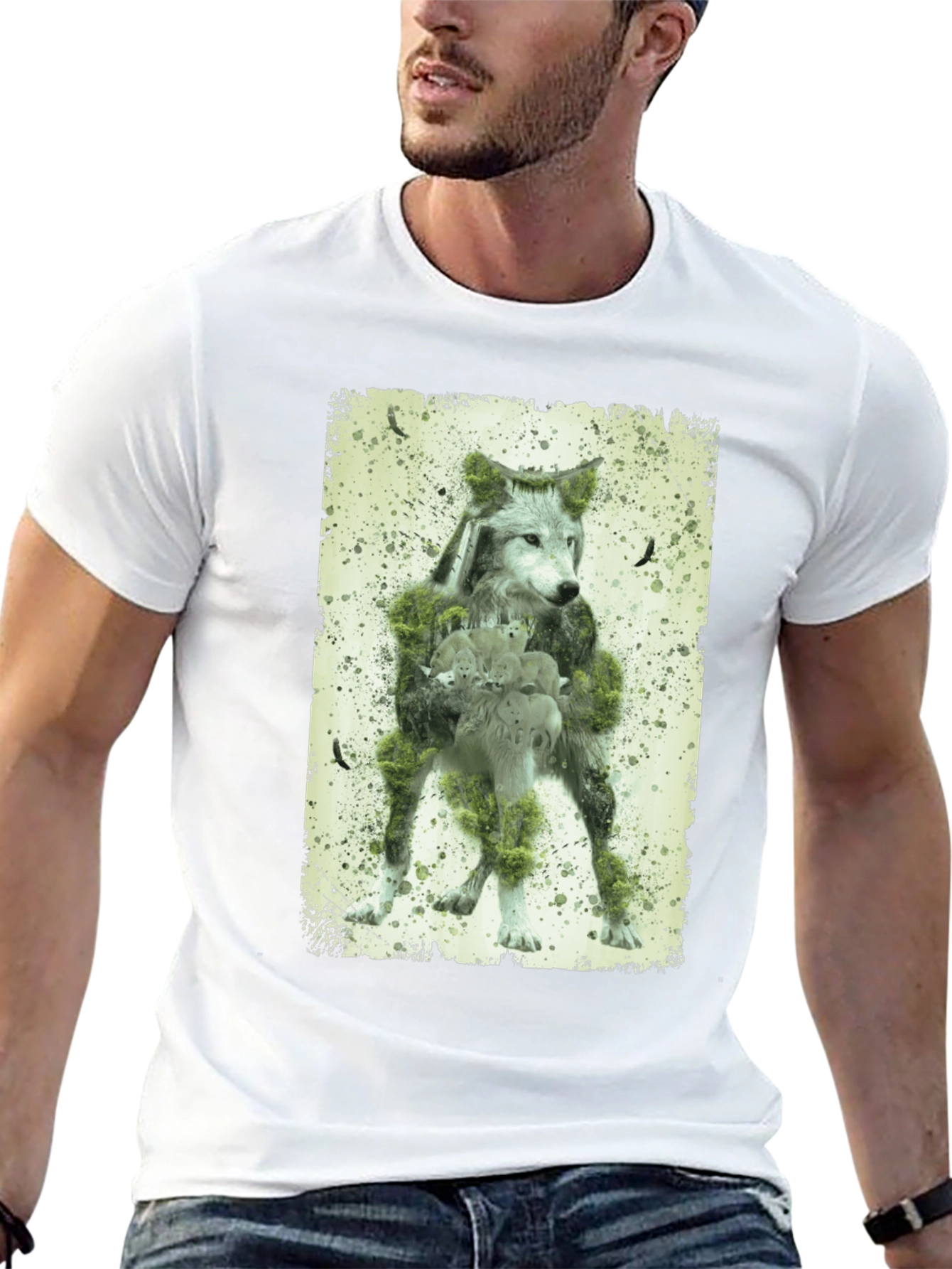 Wolf Forest Graphic T-Shirt - Nature Design Tee