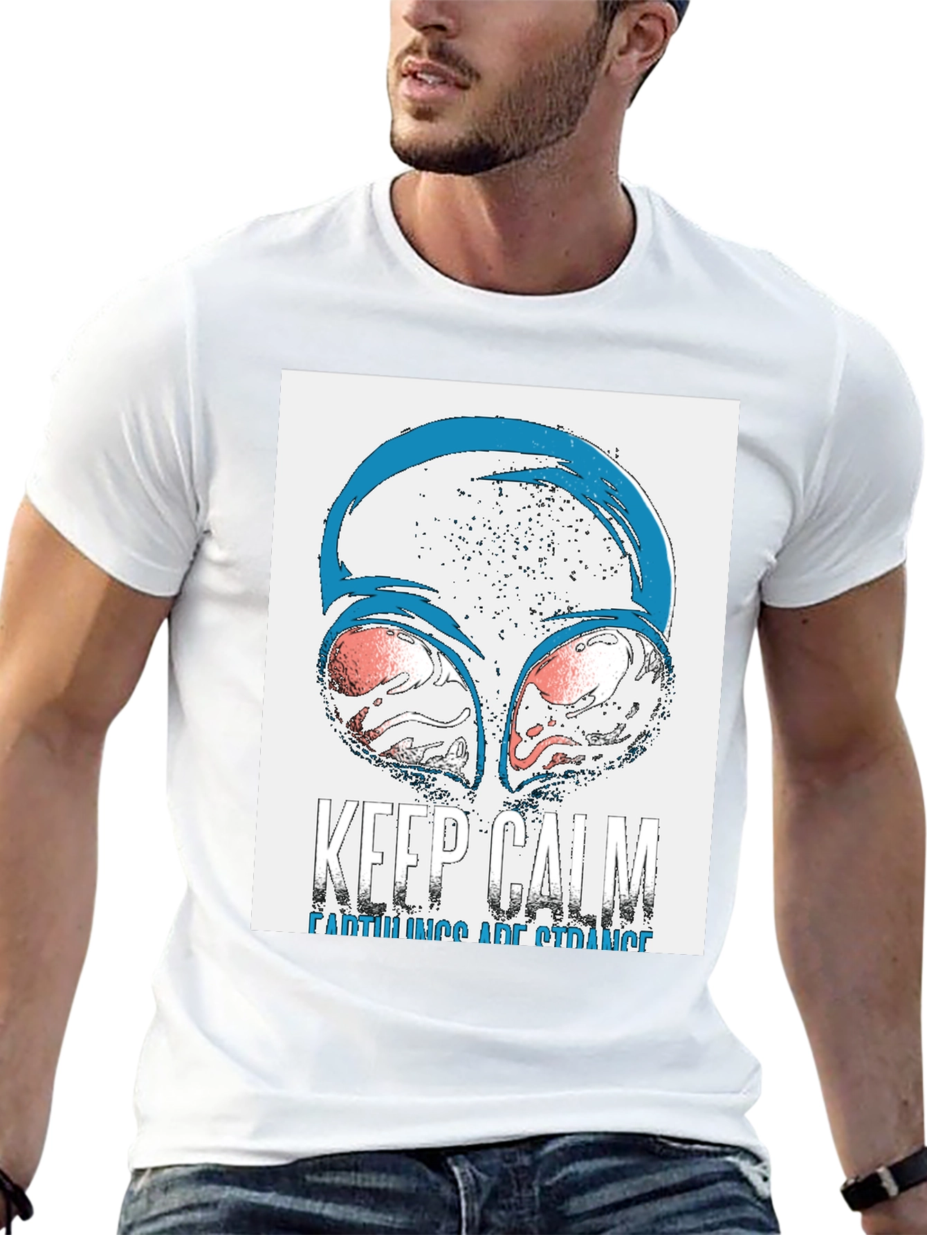 Keep Calm Earthlings Are Strange Alien Graphic Tee