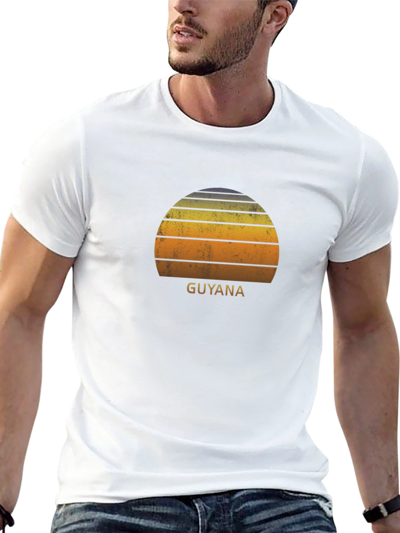 Guyana Sunset Graphic Tee - Retro Style